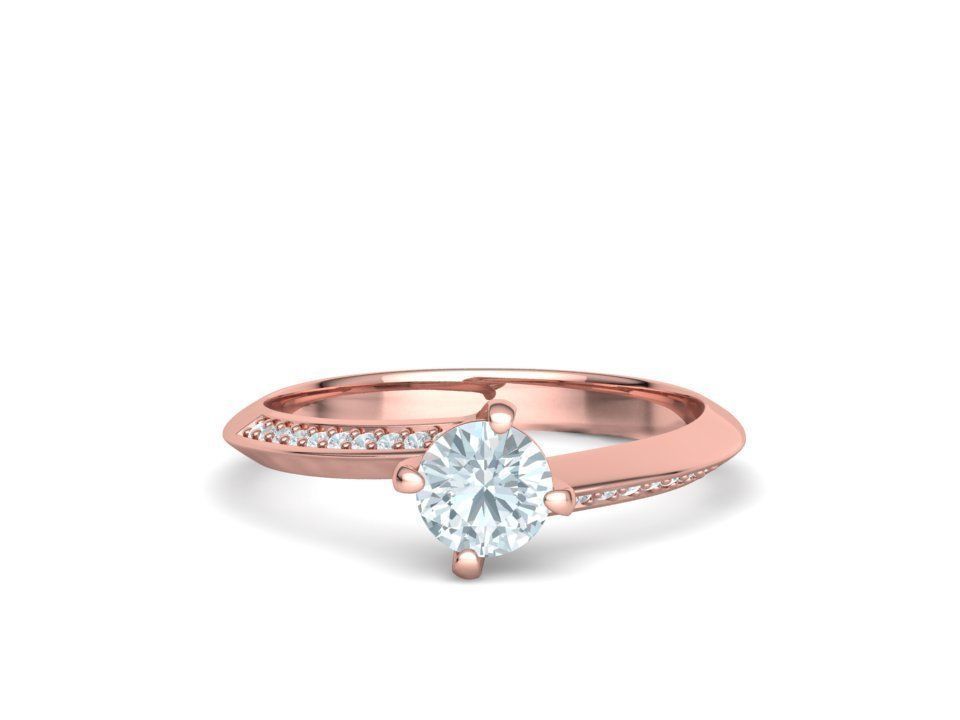 Bypass Solitaire Ring 60pointer Stone 3Dprint Ring 3D print model_8