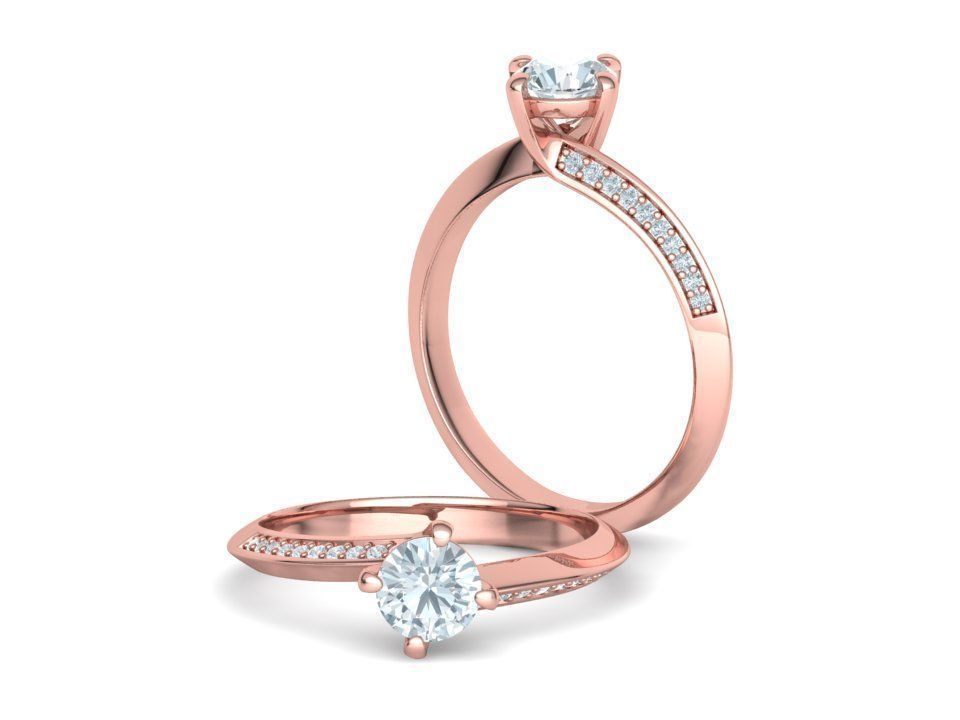 Bypass Solitaire Ring 60pointer Stone 3Dprint Ring 3D print model_5