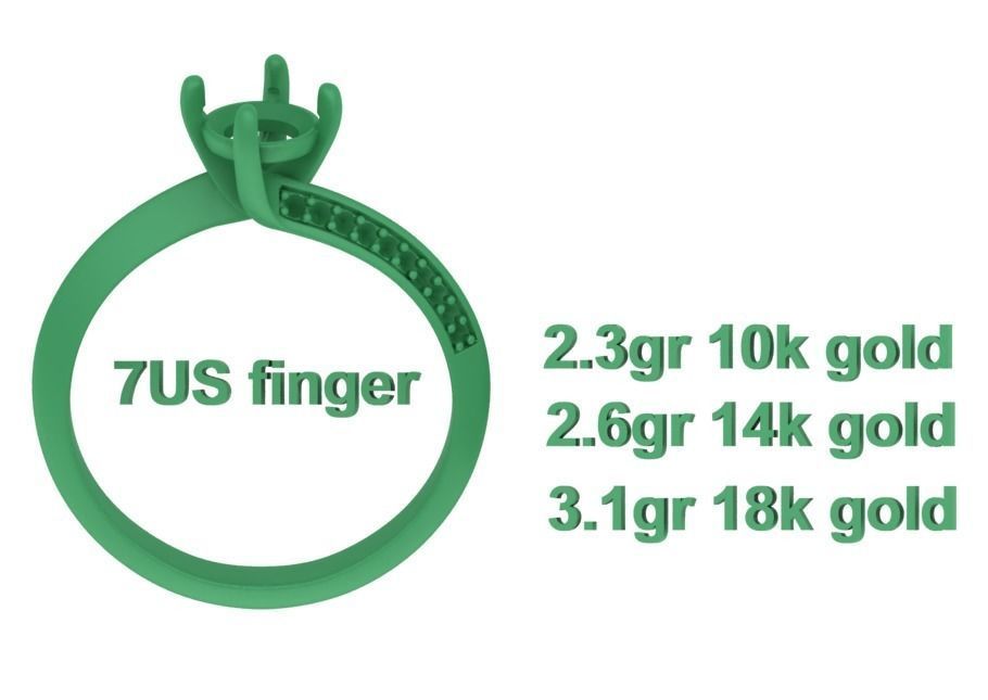 Bypass Solitaire Ring 60pointer Stone 3Dprint Ring 3D print model_14