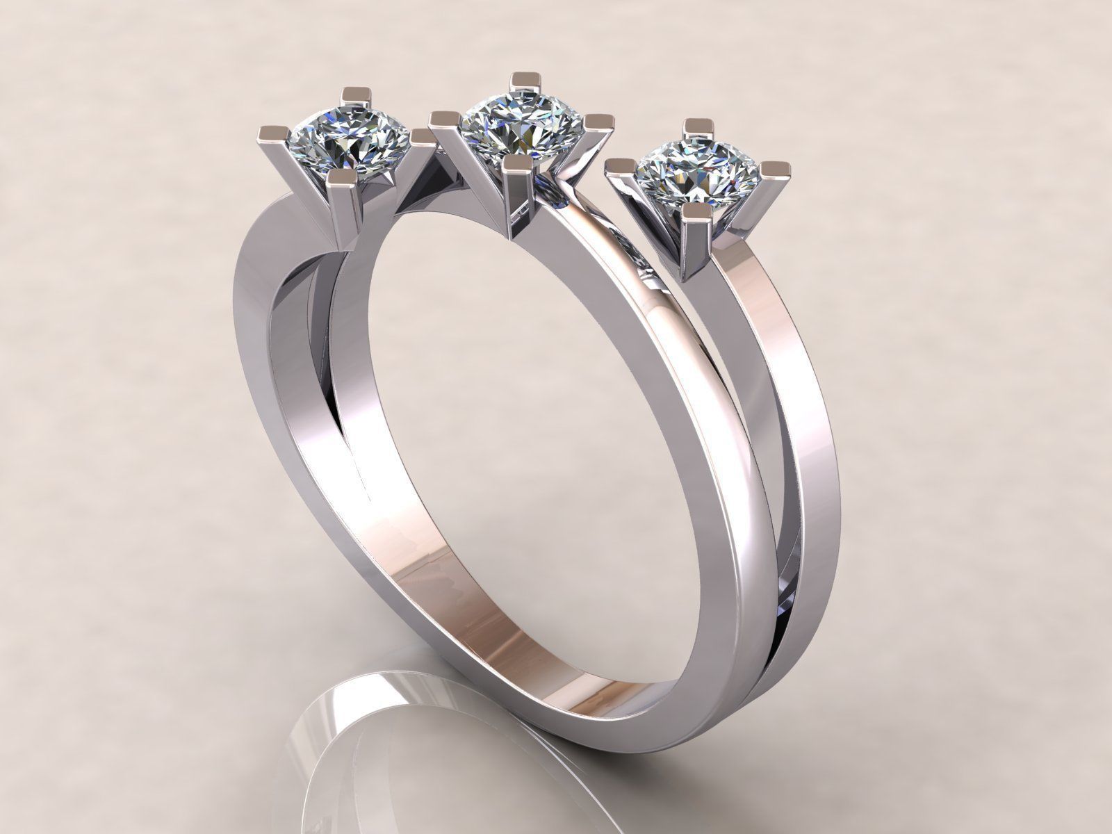 Trilogy Ring Square 3D print model_5