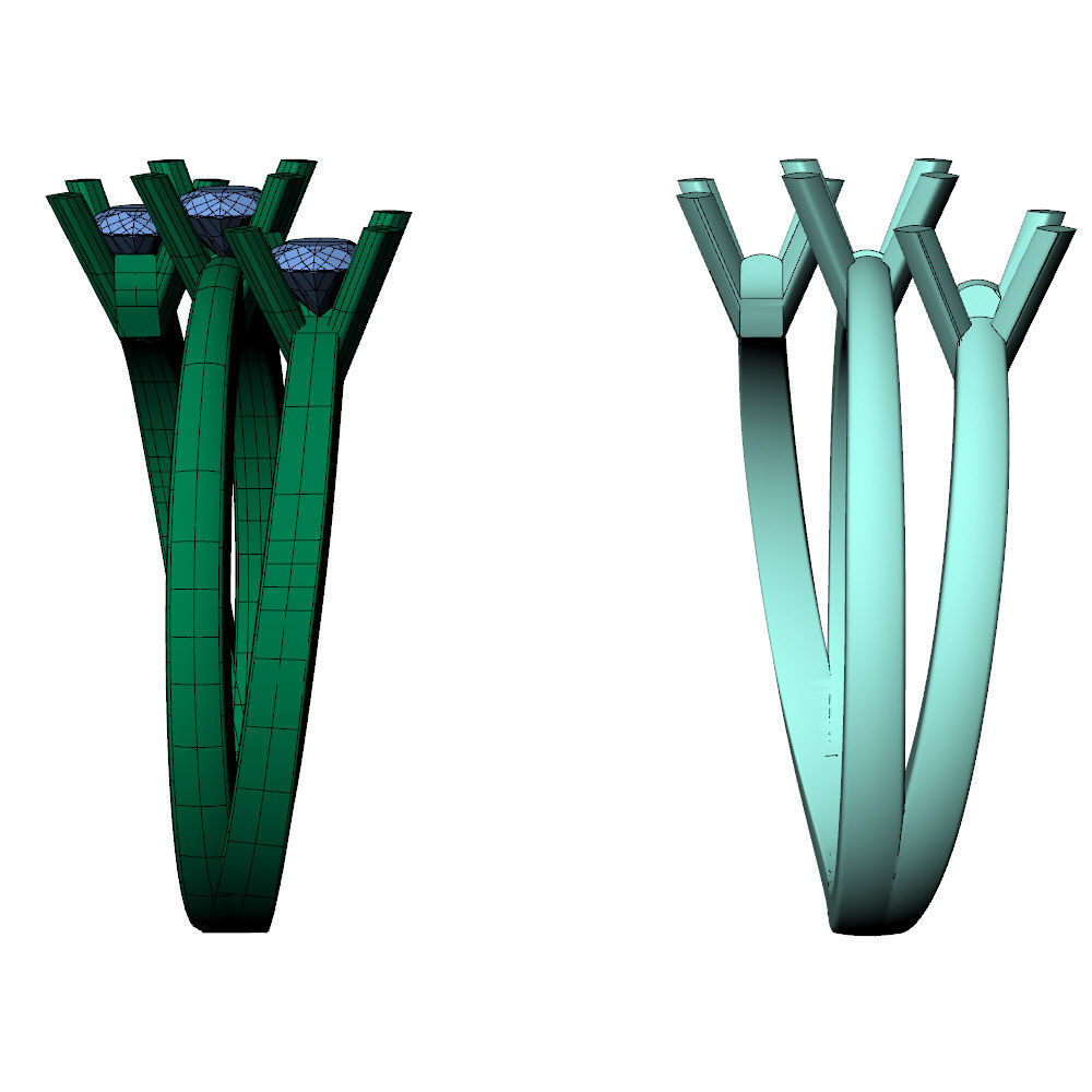 Trilogy Ring Square 3D print model_11