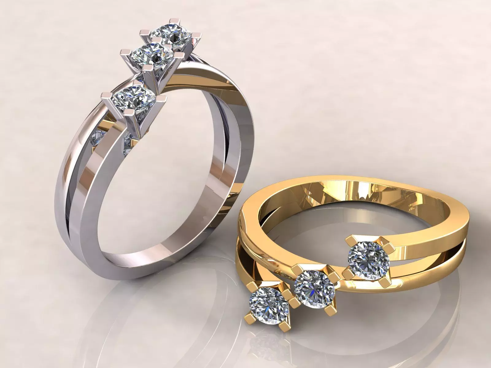 Trilogy Ring Square 3D print model_0