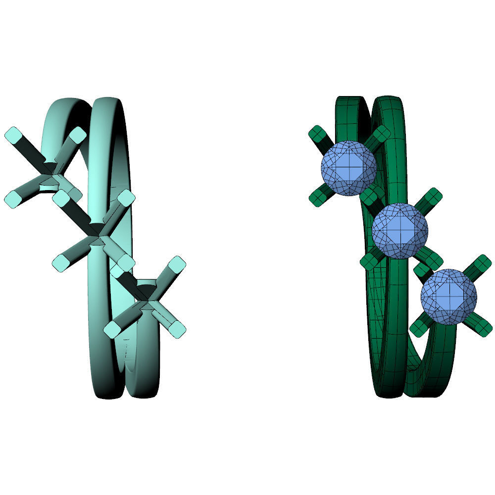 Trilogy Ring Square 3D print model_9