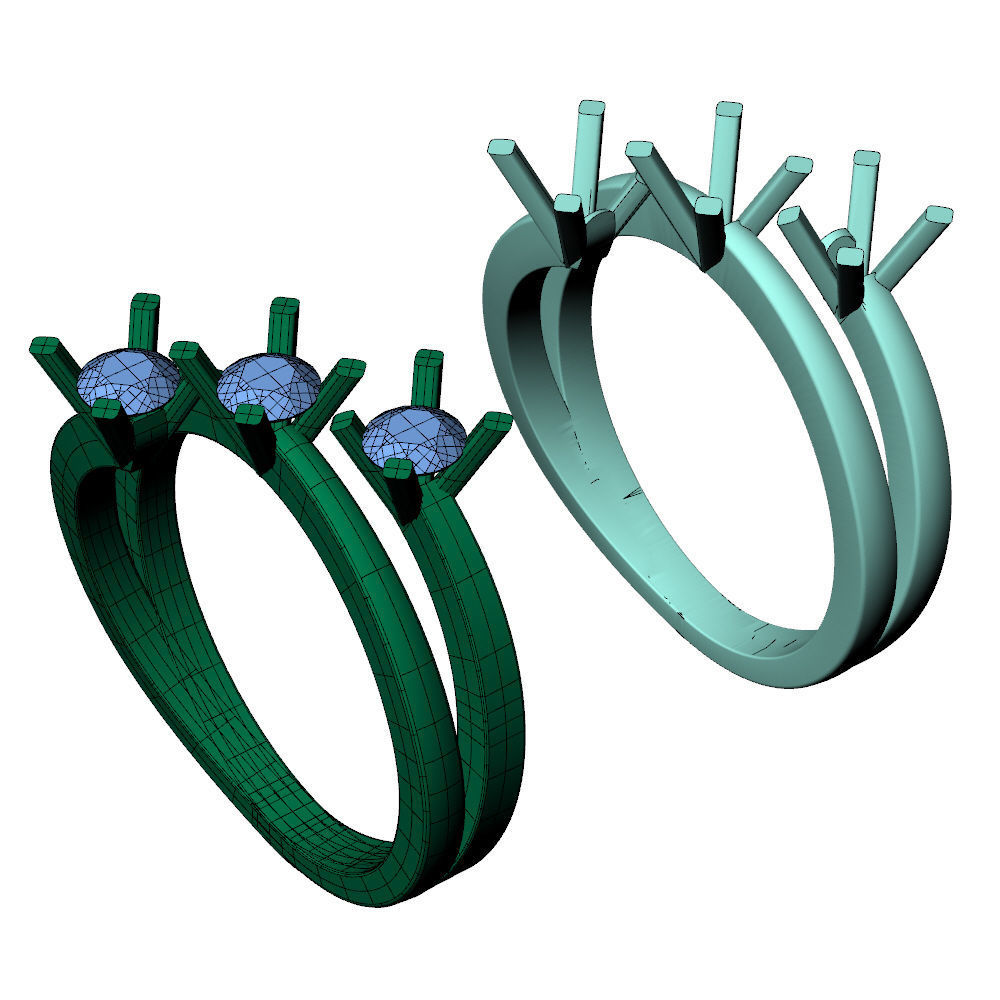 Trilogy Ring Square 3D print model_10