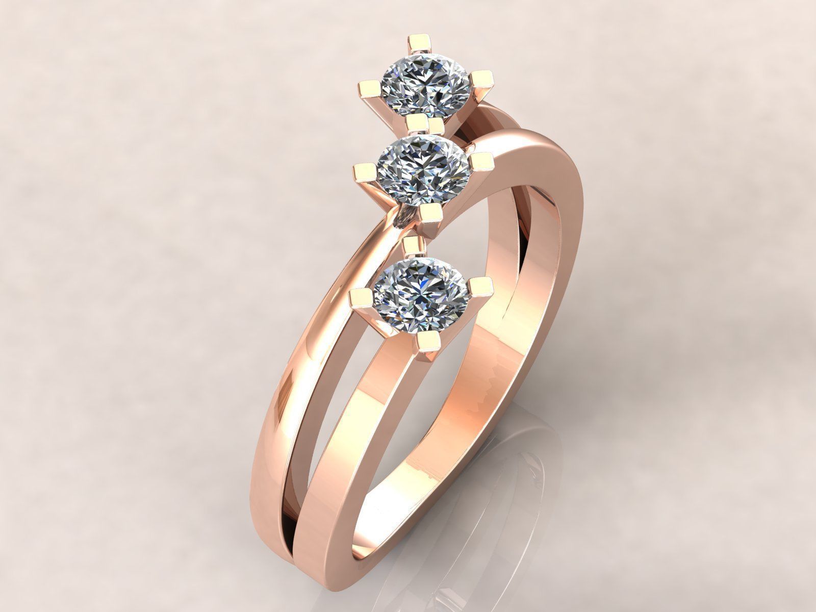 Trilogy Ring Square 3D print model_3