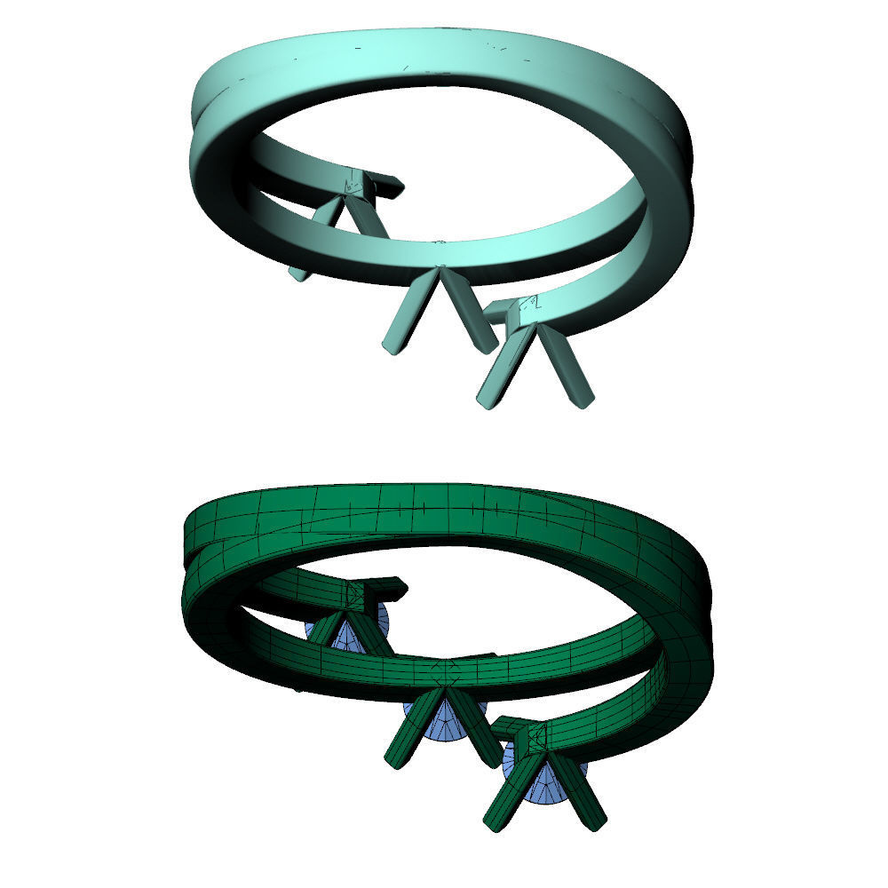 Trilogy Ring Square 3D print model_14