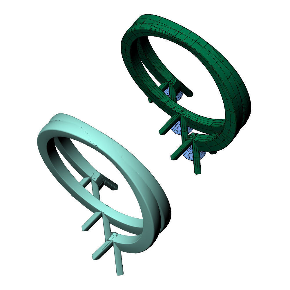 Trilogy Ring Square 3D print model_13
