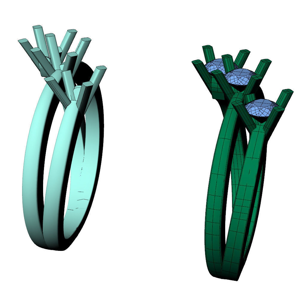 Trilogy Ring Square 3D print model_8