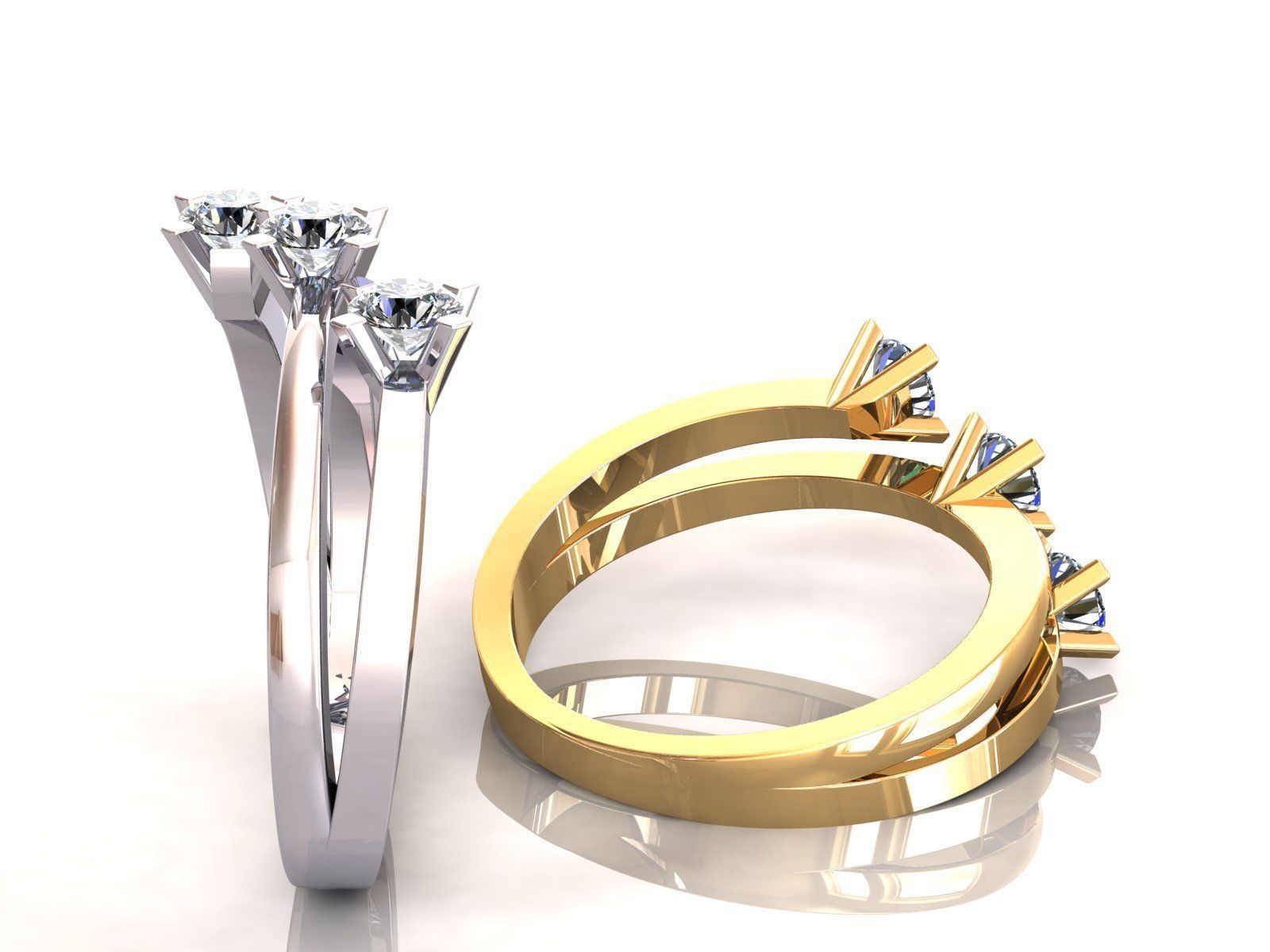 Trilogy Ring Square 3D print model_1