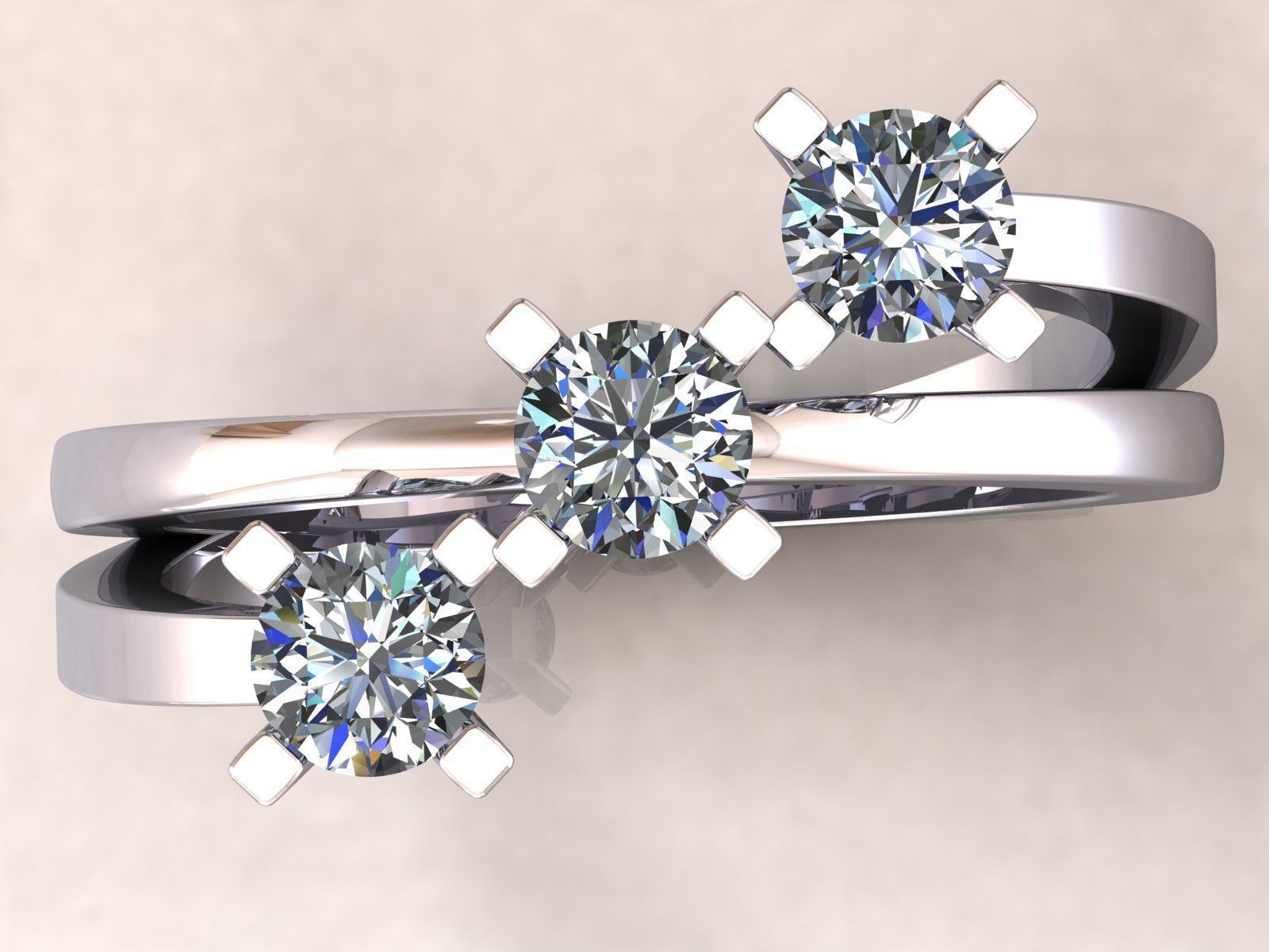 Trilogy Ring Square 3D print model_4