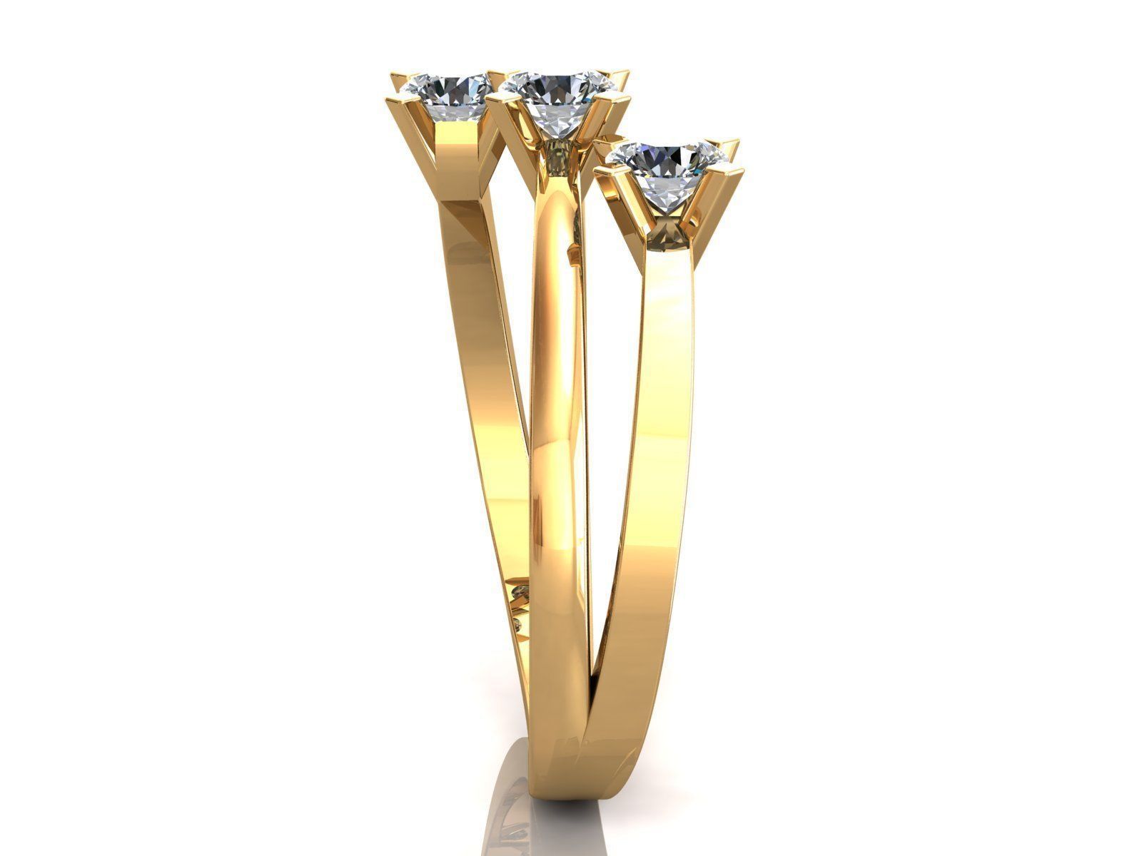 Trilogy Ring Square 3D print model_6