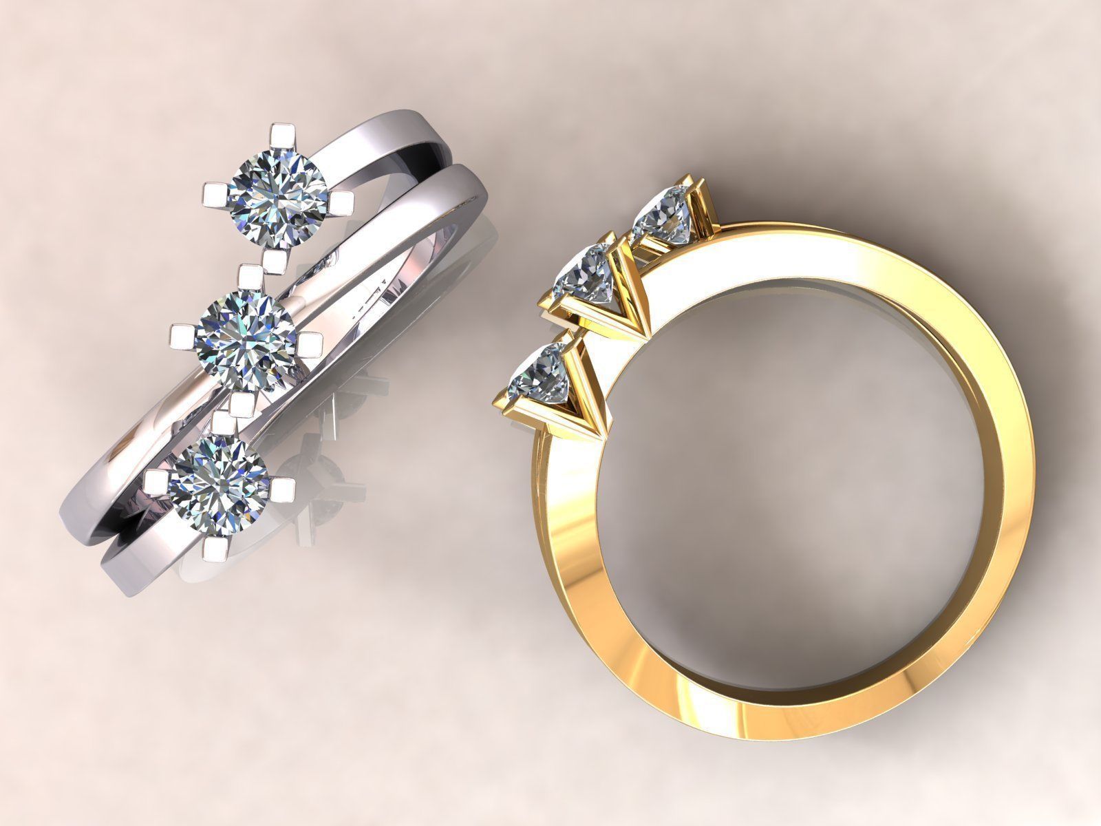 Trilogy Ring Square 3D print model_2