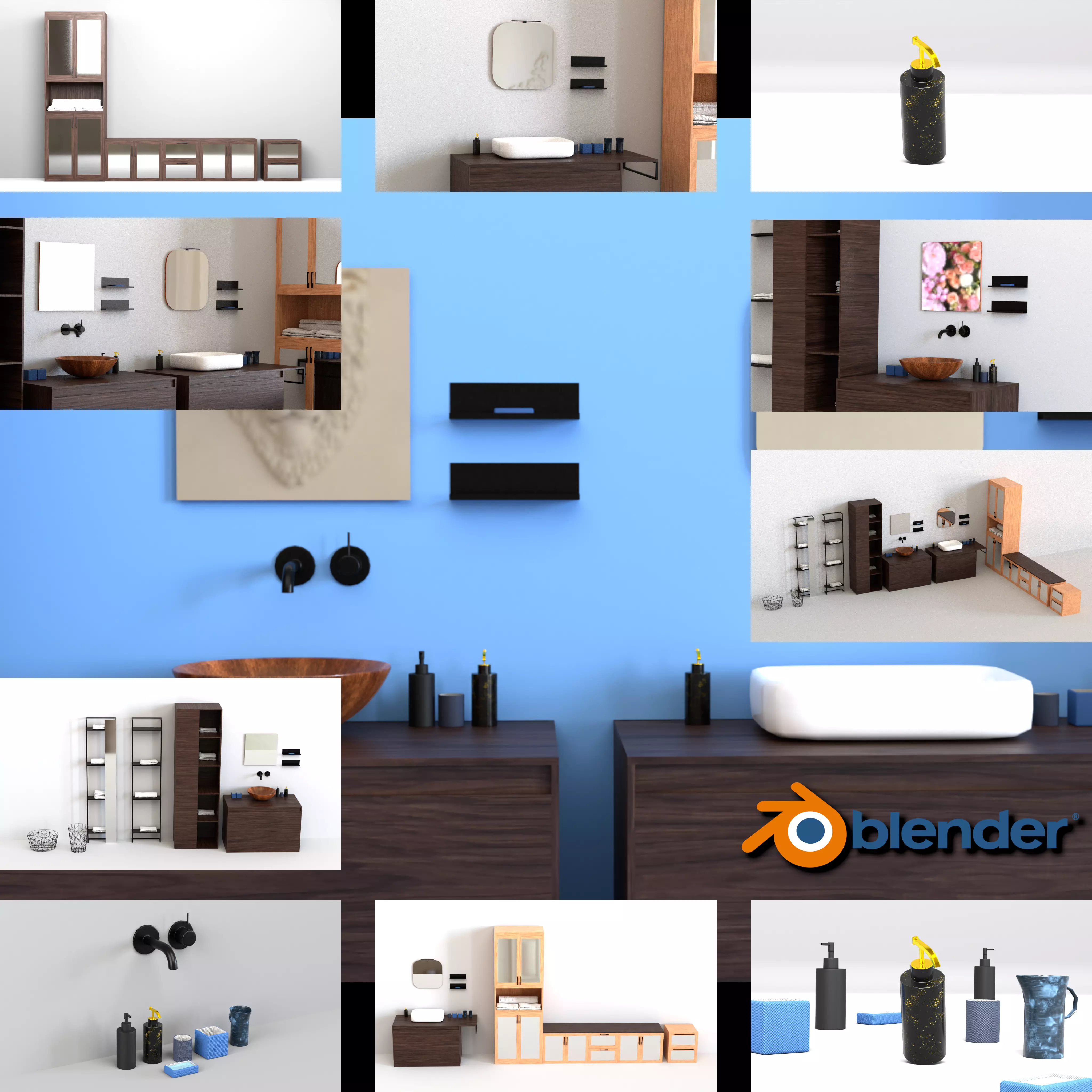 Bathroom pack Low-poly 3D model