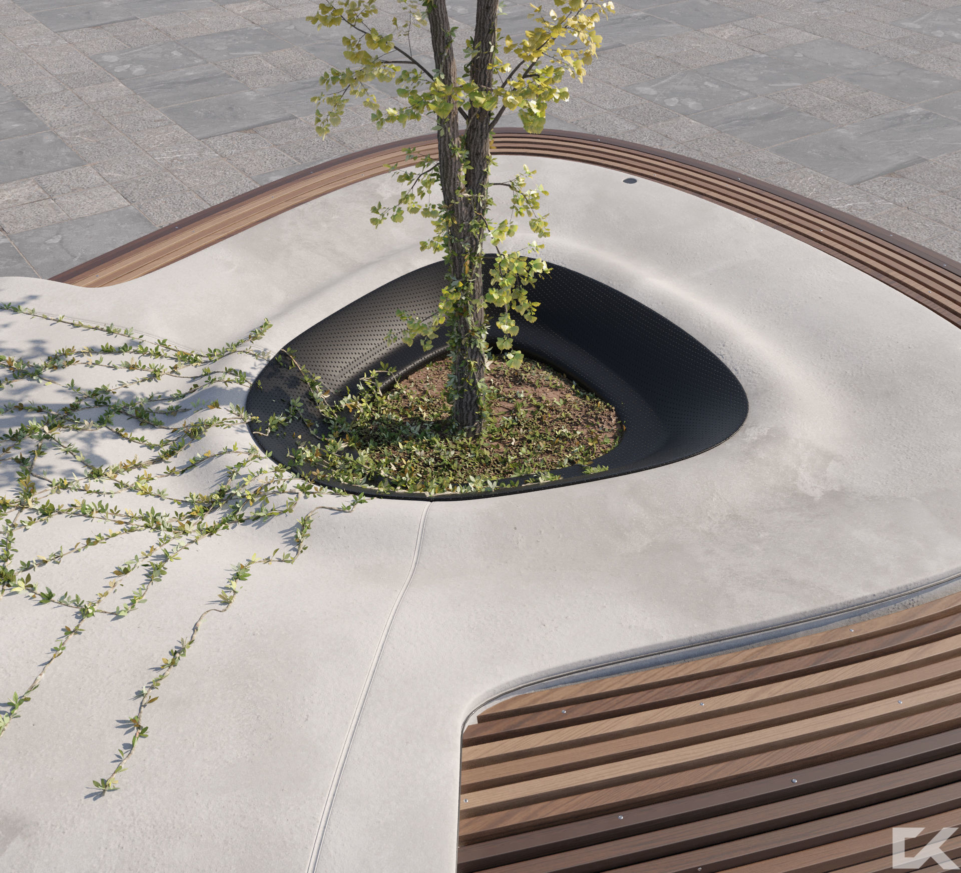 Street Bench Free 3D model_1