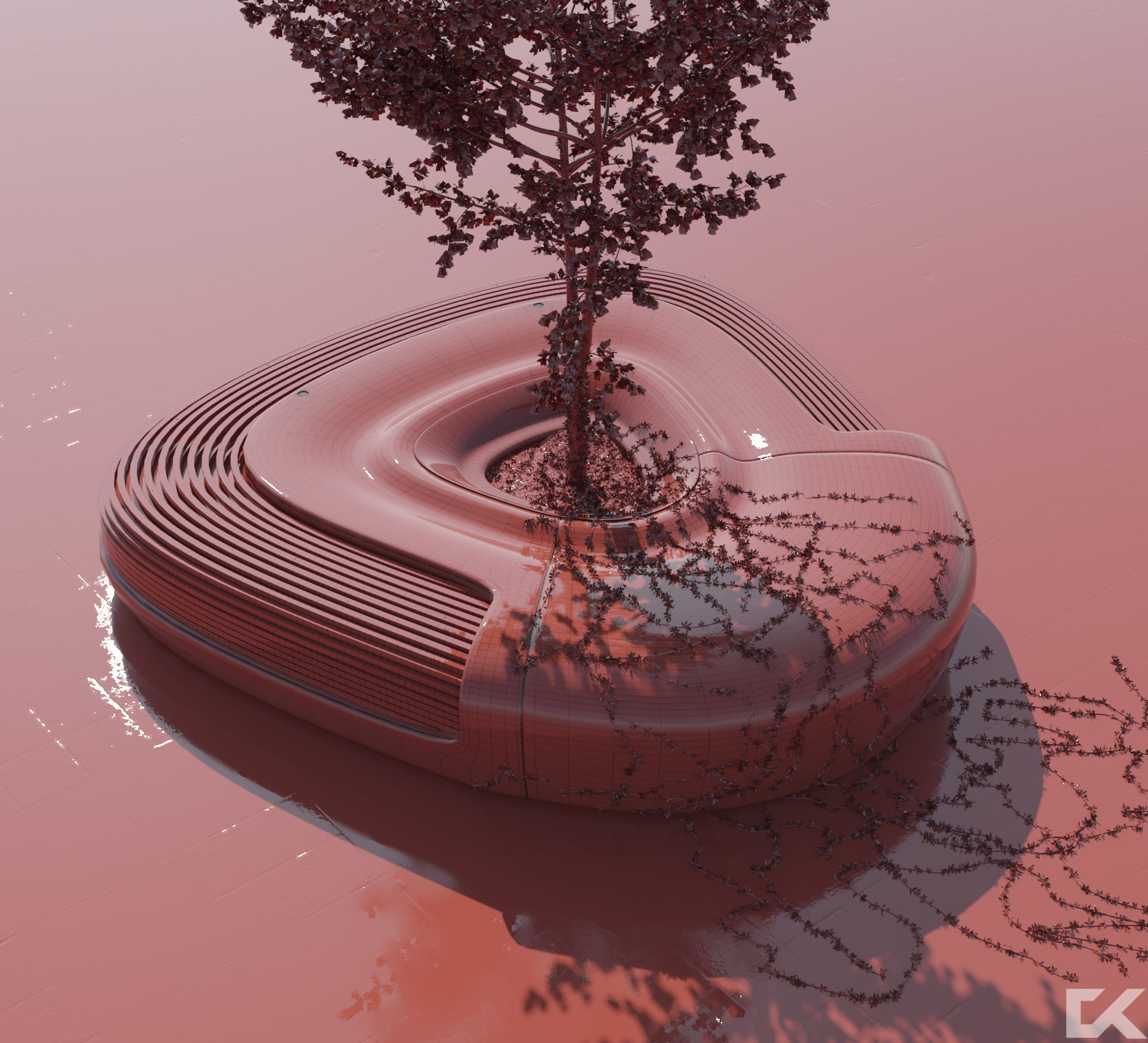 Street Bench Free 3D model_5