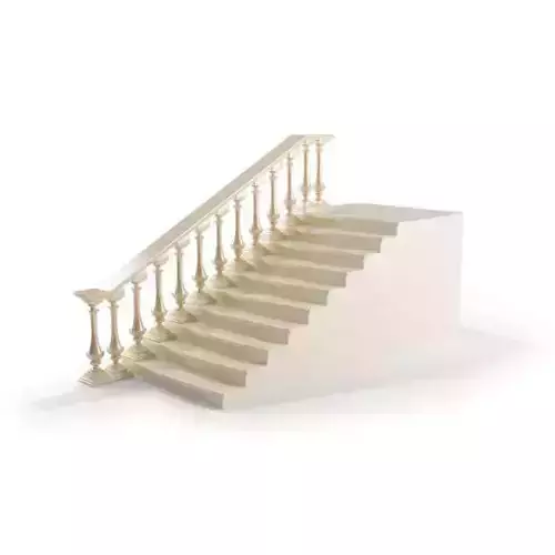 White Marble Hand Railing 3D model