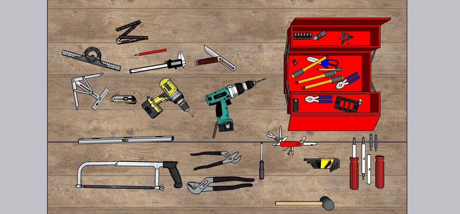 Hand tools complete 3d model 3D model_1