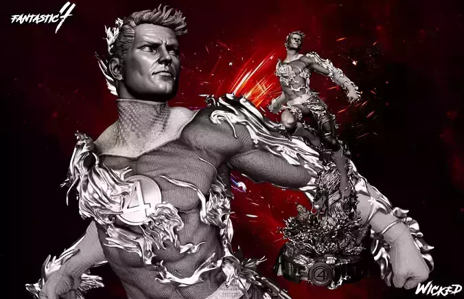 Wicked Marvel Human Torch  Sculpture 3D print model 3D print model