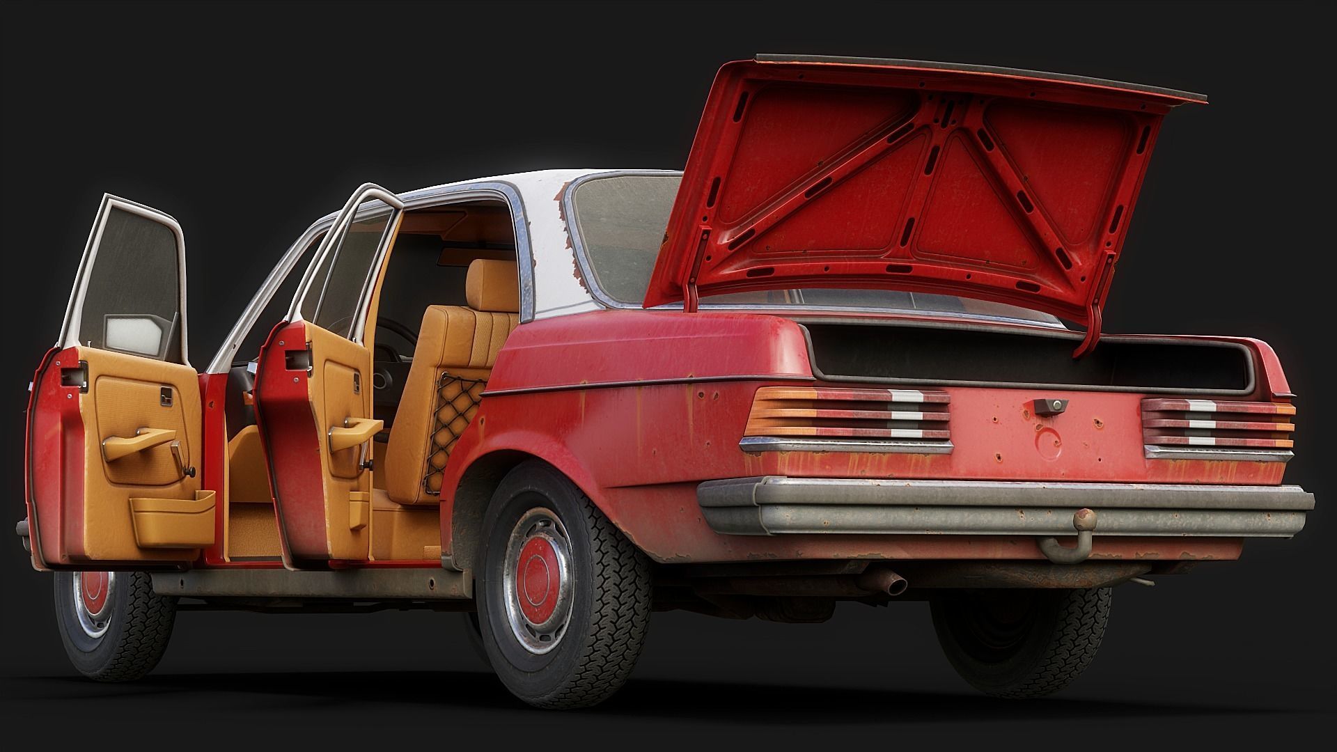 Old Classic car Sedan Set  with interior in 9 color variants az9 Low-poly 3D model_20