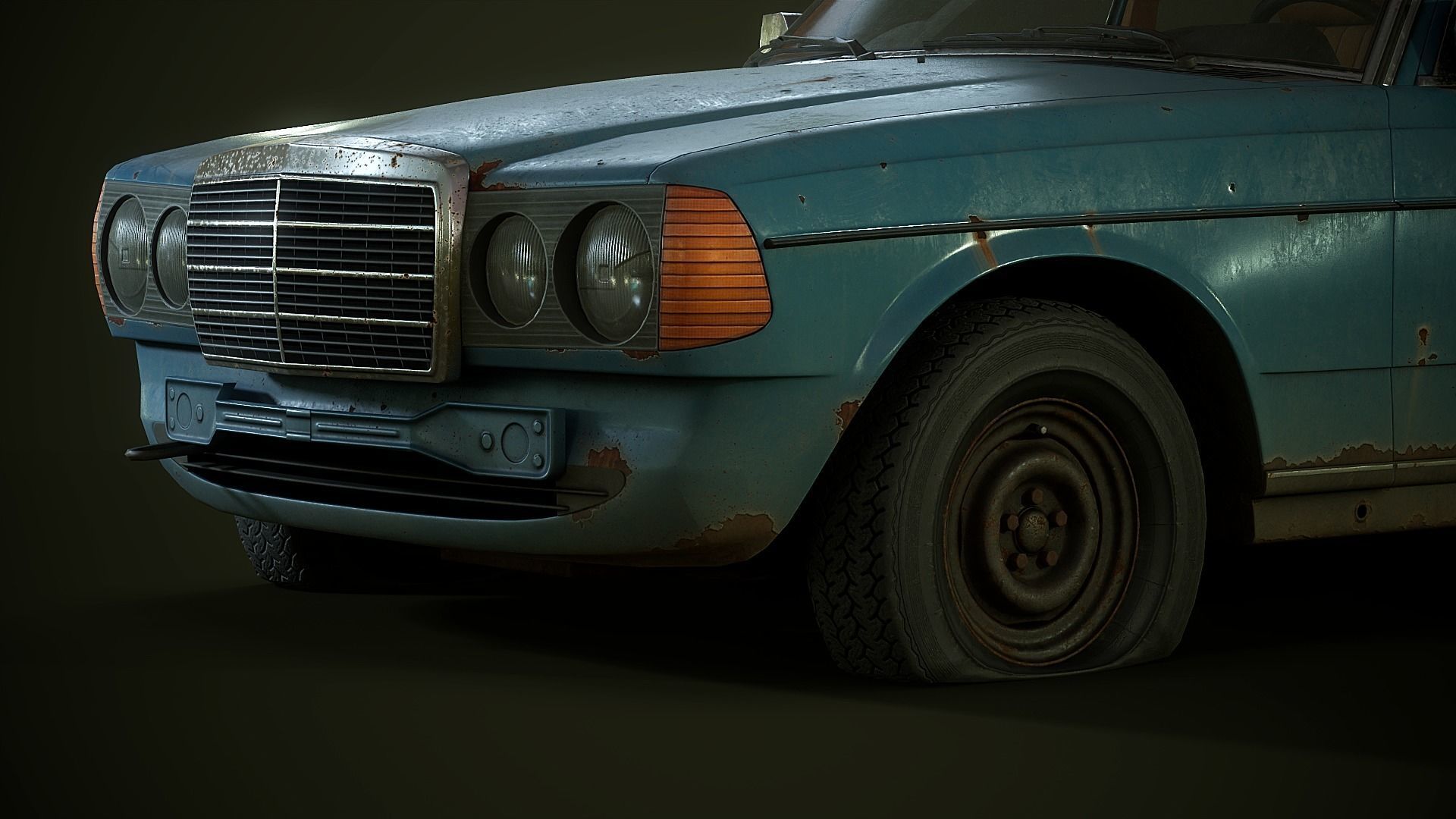 Old Classic car Sedan Set  with interior in 9 color variants az9 Low-poly 3D model_15