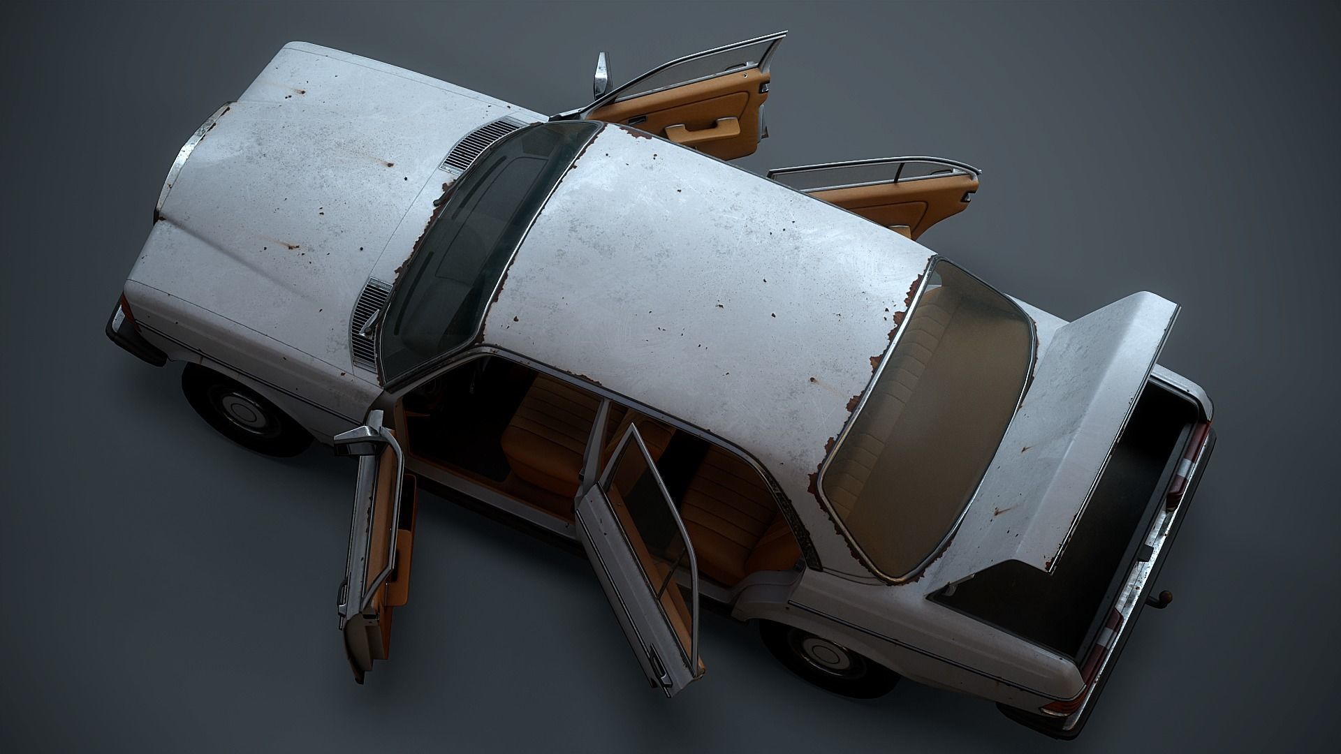 Old Classic car Sedan Set  with interior in 9 color variants az9 Low-poly 3D model_17