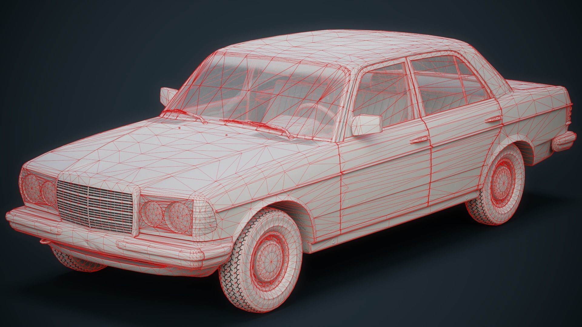 Old Classic car Sedan Set  with interior in 9 color variants az9 Low-poly 3D model_26