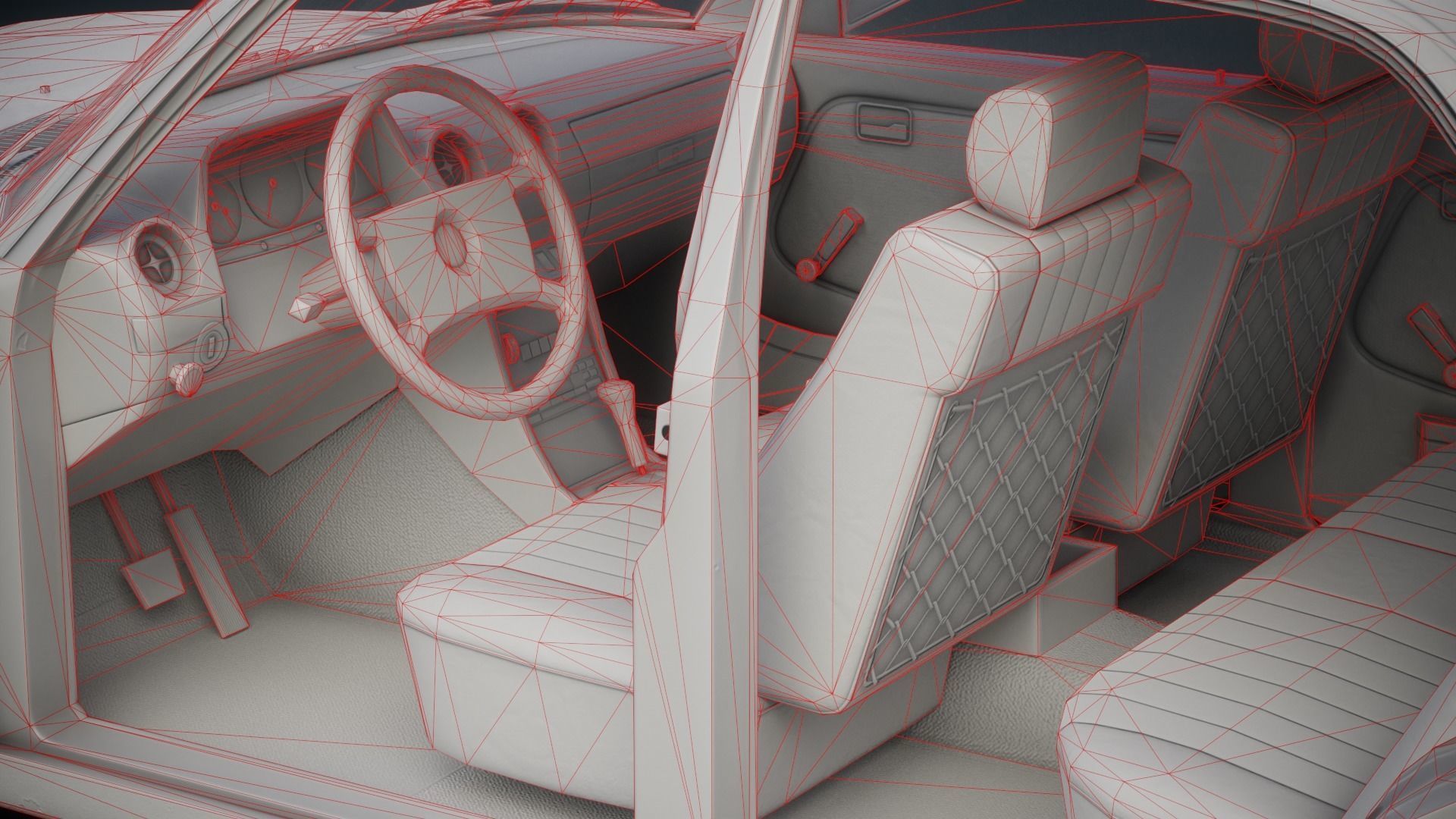 Old Classic car Sedan Set  with interior in 9 color variants az9 Low-poly 3D model_23