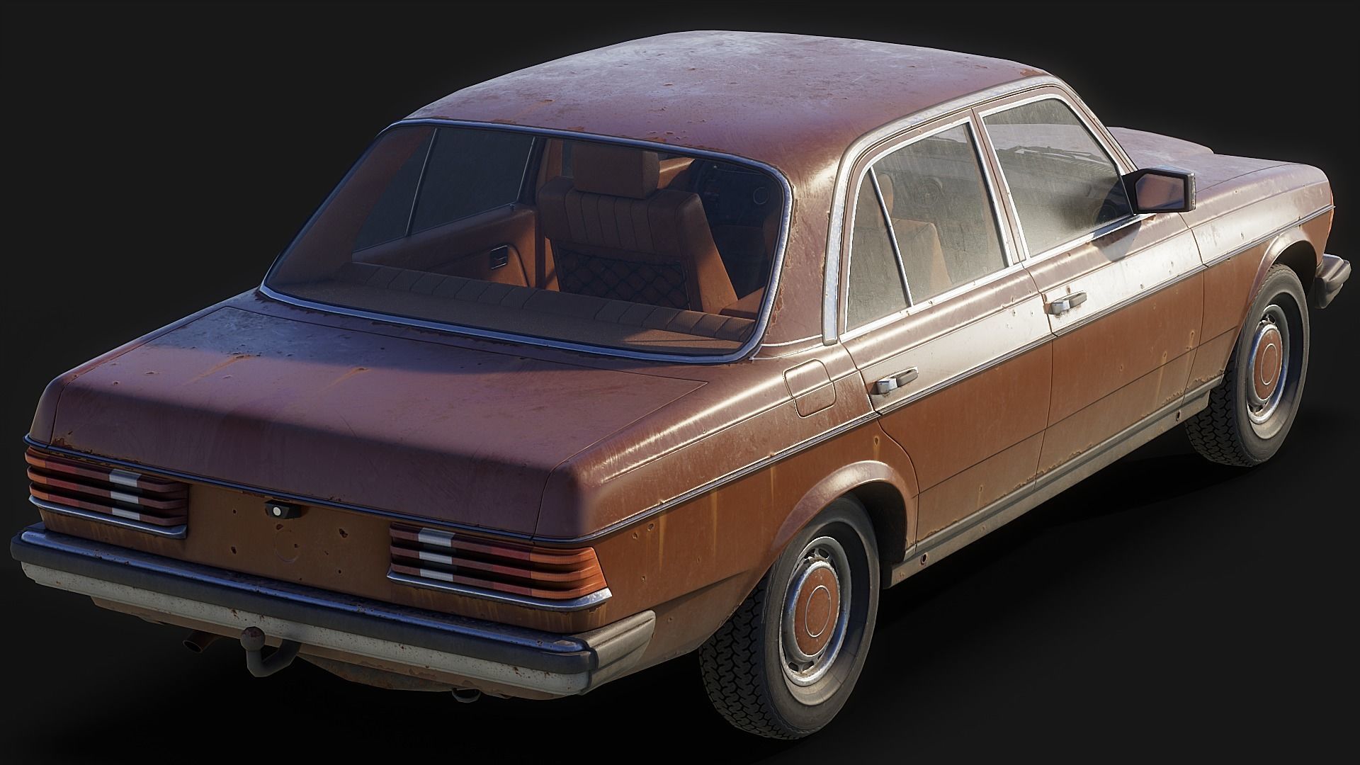 Old Classic car Sedan Set  with interior in 9 color variants az9 Low-poly 3D model_18