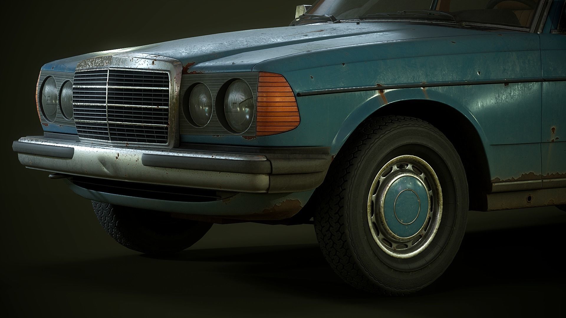 Old Classic car Sedan Set  with interior in 9 color variants az9 Low-poly 3D model_16
