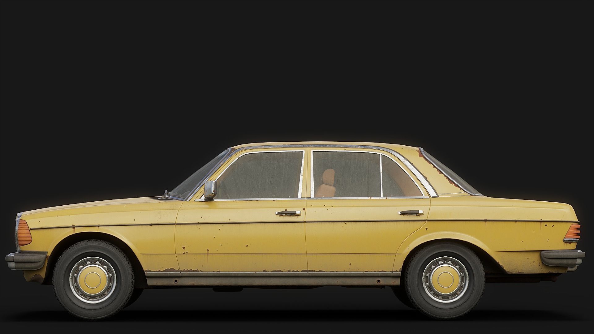 Old Classic car Sedan Set  with interior in 9 color variants az9 Low-poly 3D model_19