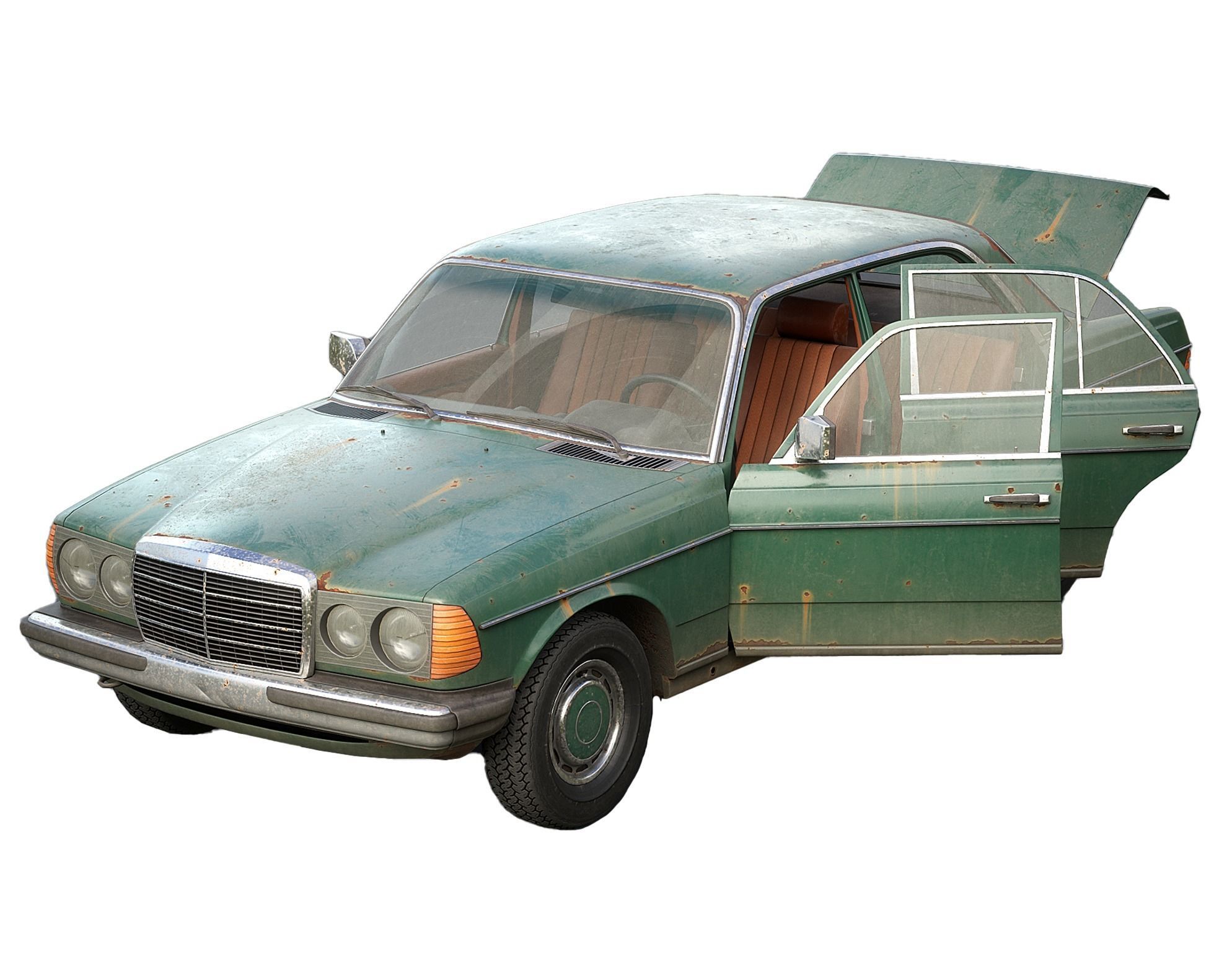 Old Classic car Sedan Set  with interior in 9 color variants az9 Low-poly 3D model_0