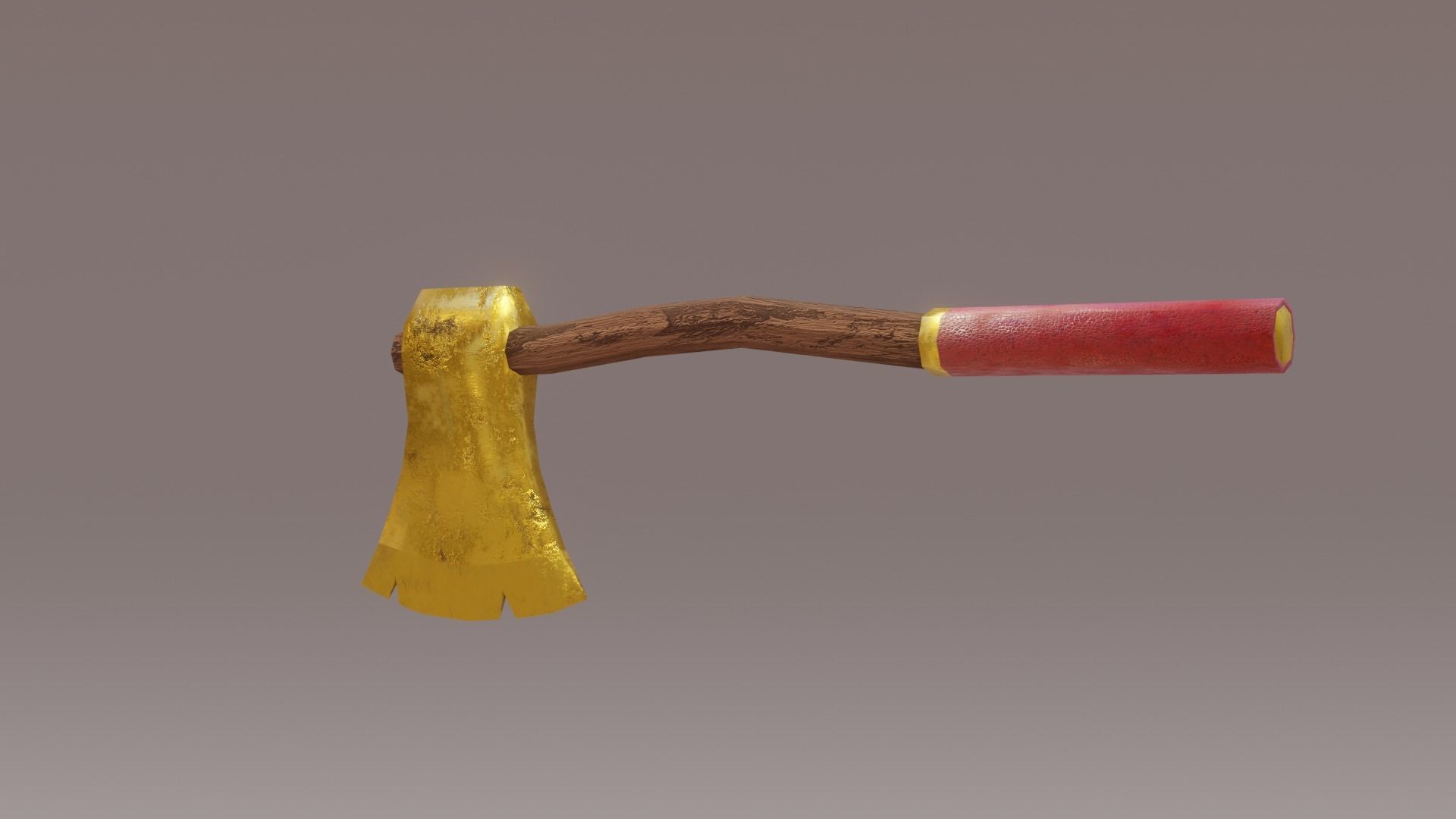 Golden axe Low-poly 3D model_3