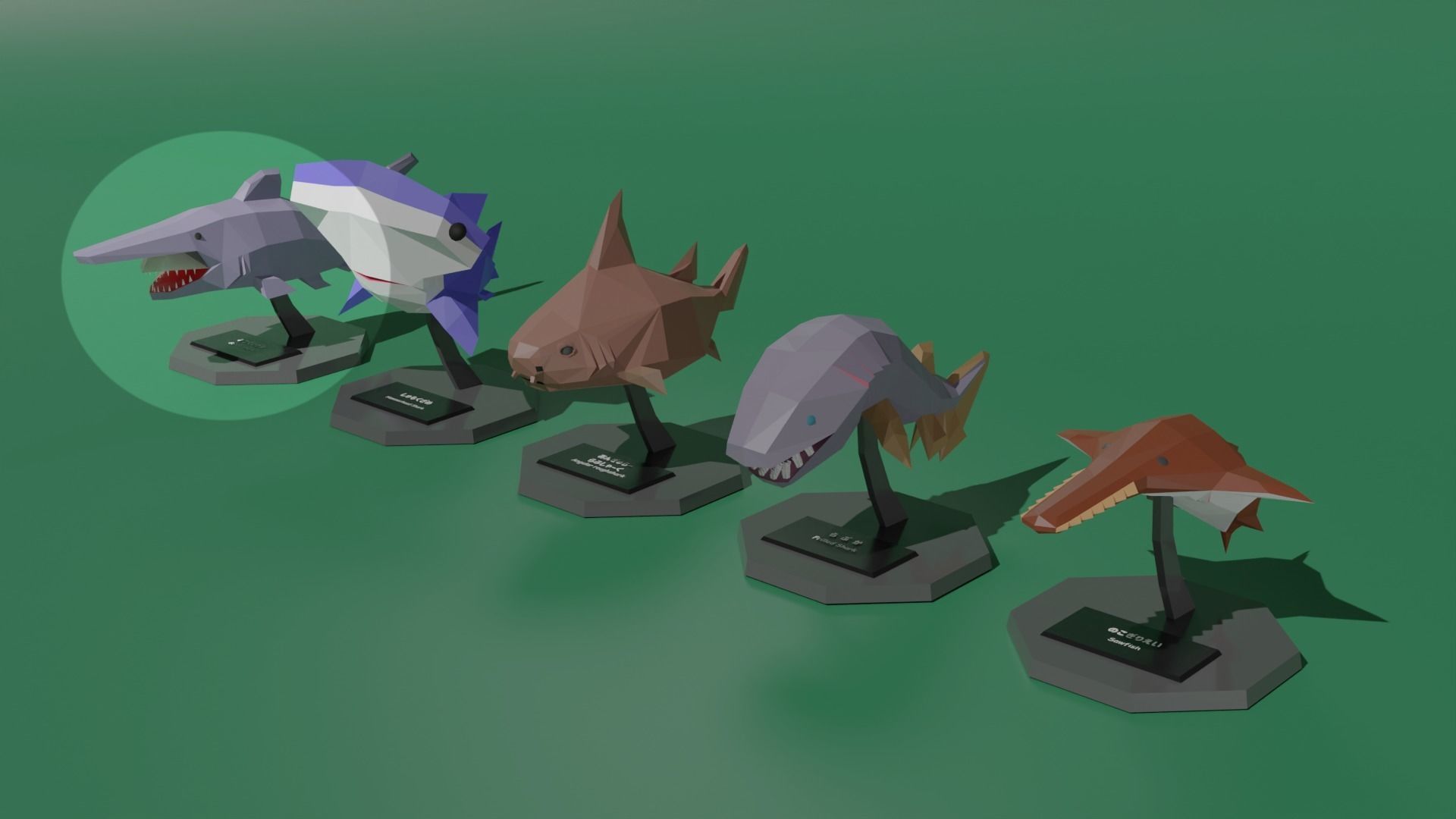 Desktop Mascot Goblin Shark Low-poly 3D model_3