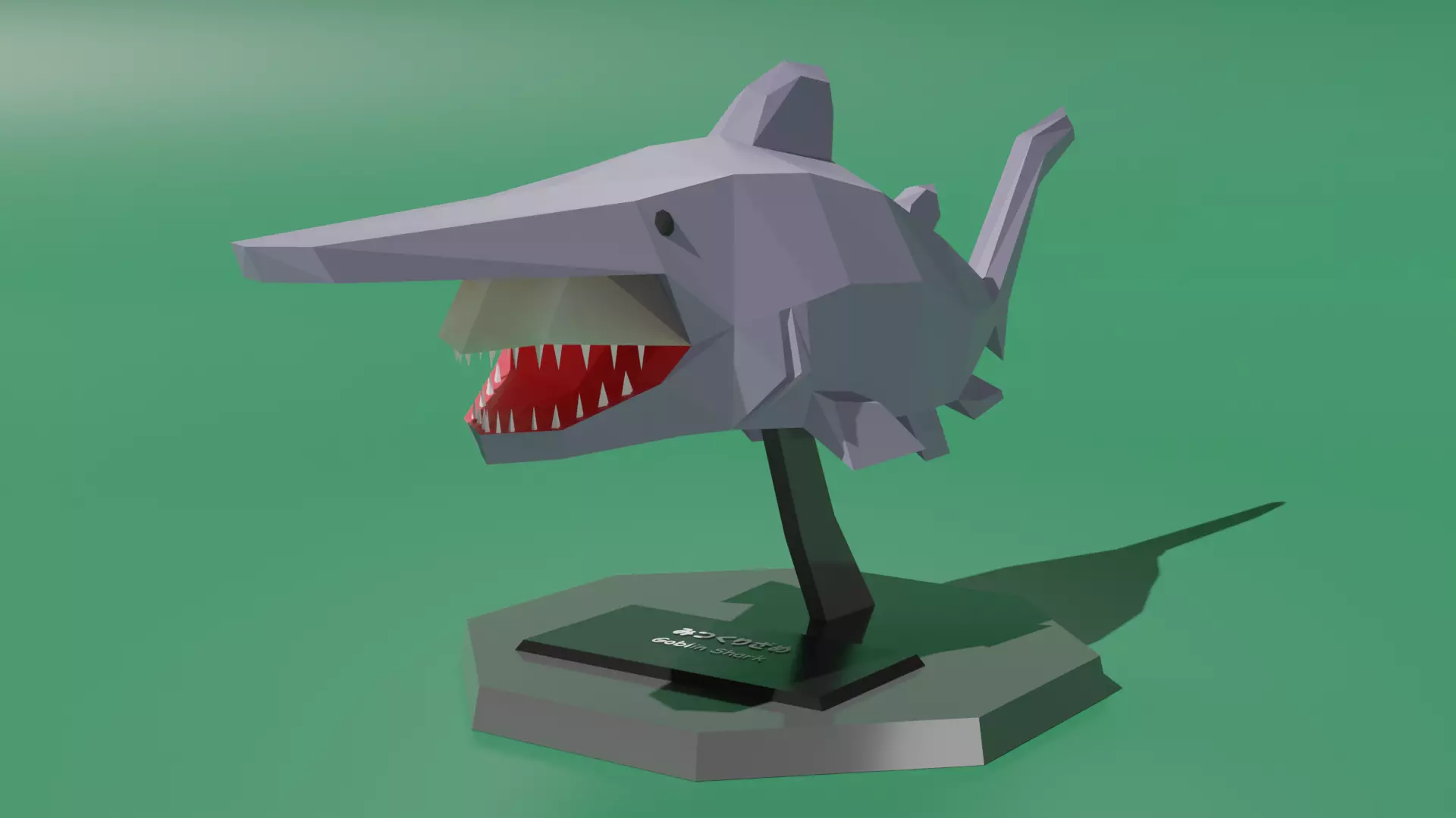 Desktop Mascot Goblin Shark Low-poly 3D model_0