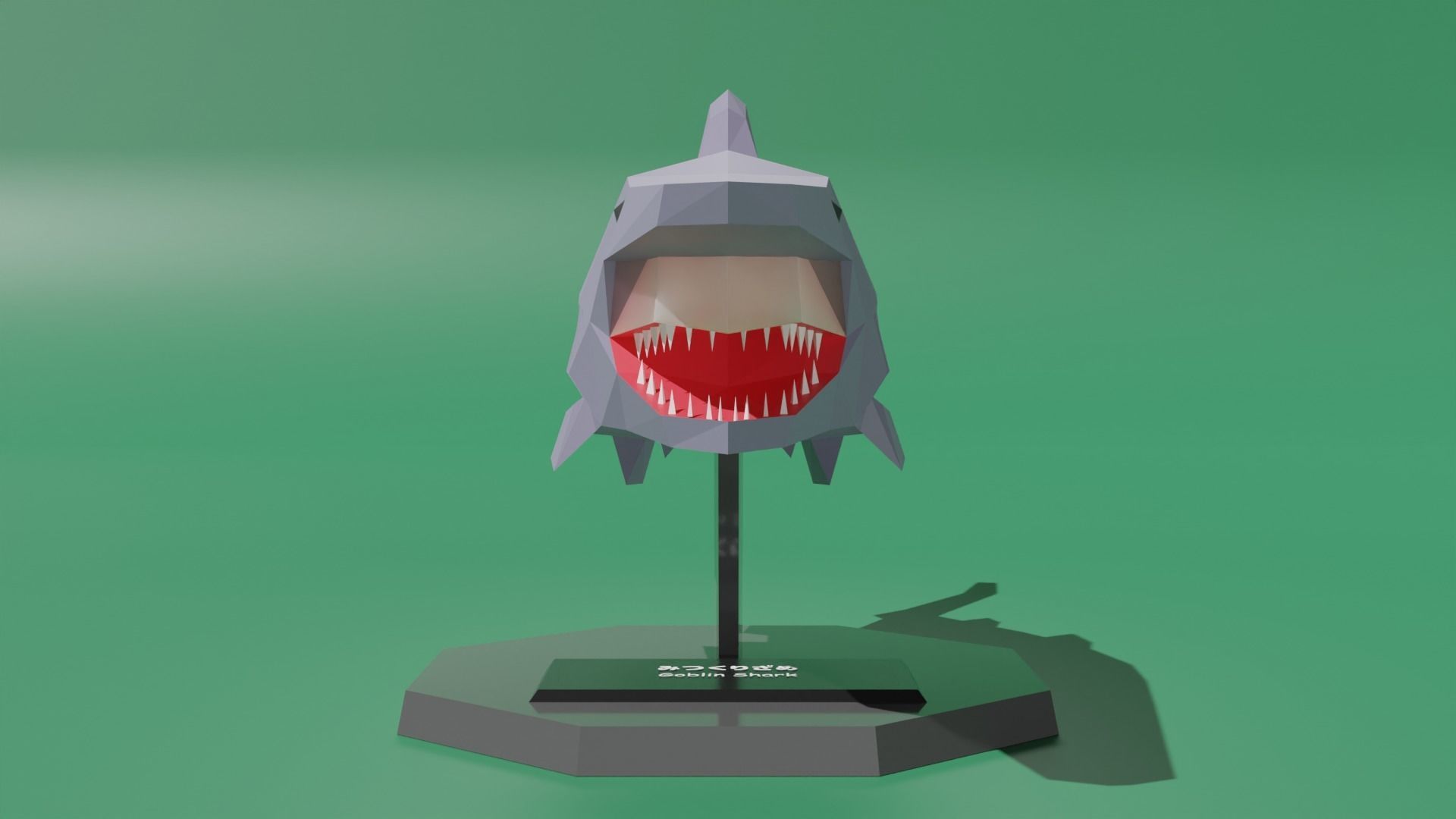 Desktop Mascot Goblin Shark Low-poly 3D model_2