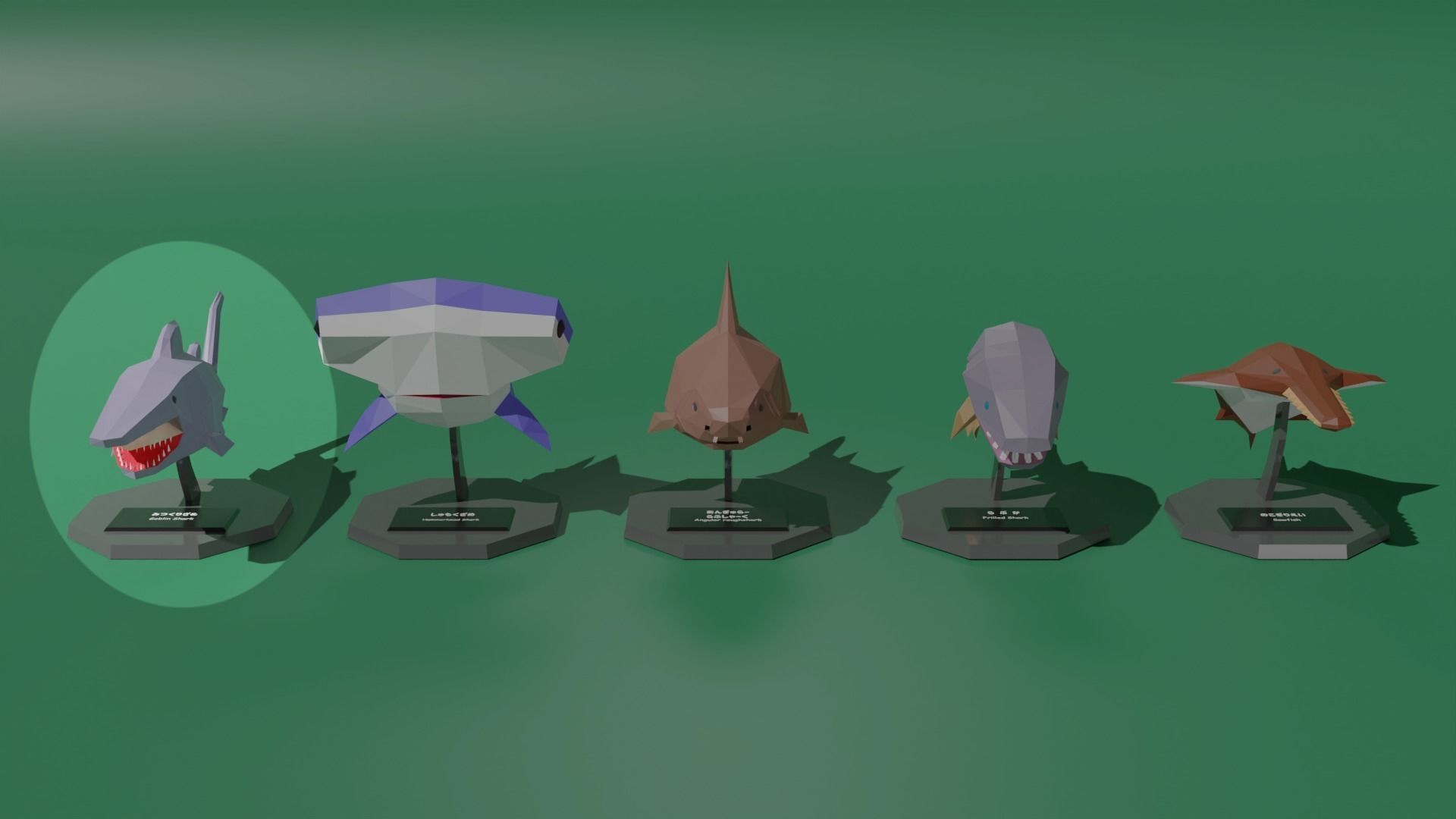 Desktop Mascot Goblin Shark Low-poly 3D model_4