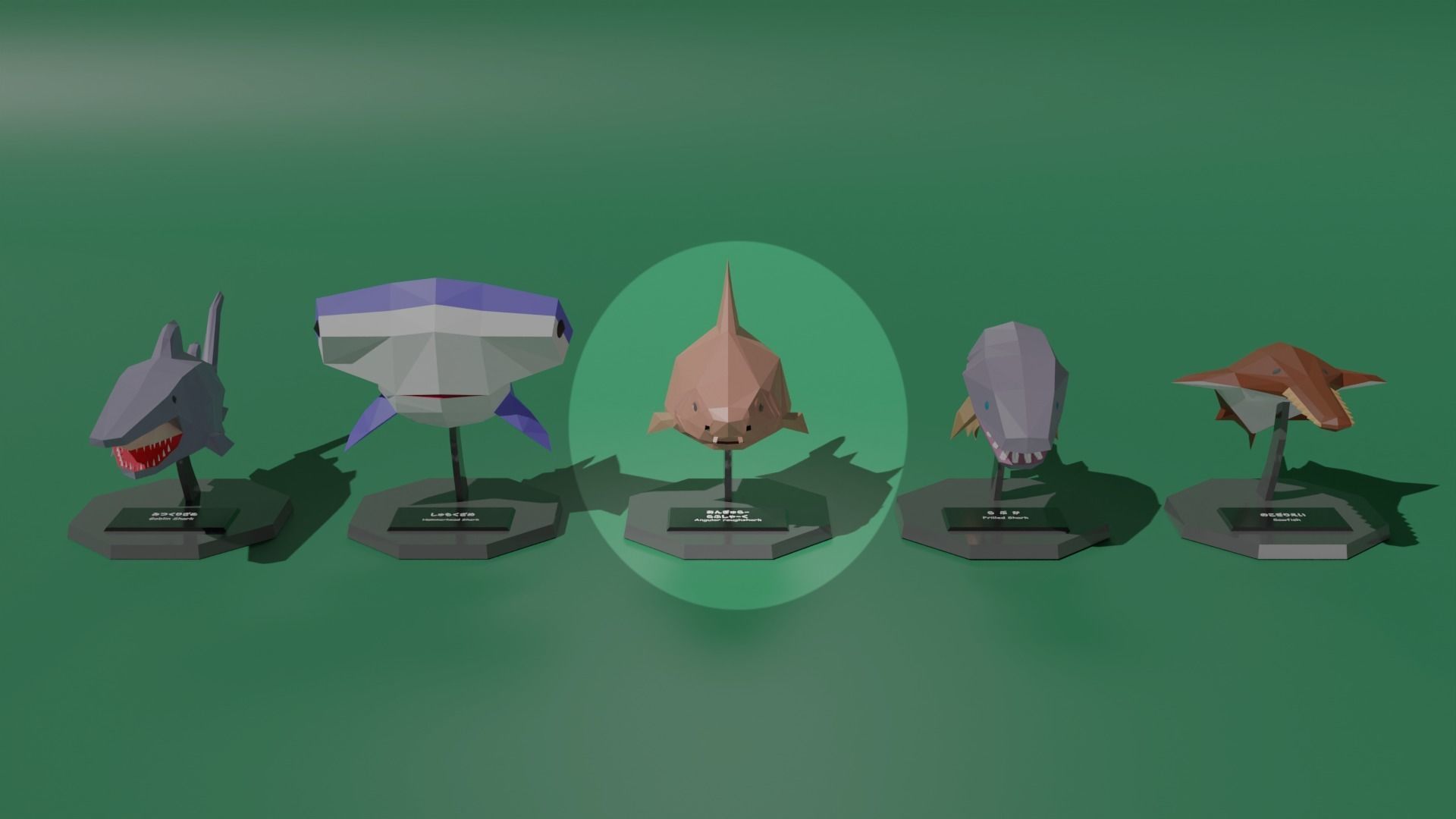 Desktop Mascot Angular Roughshark Low-poly 3D model_4