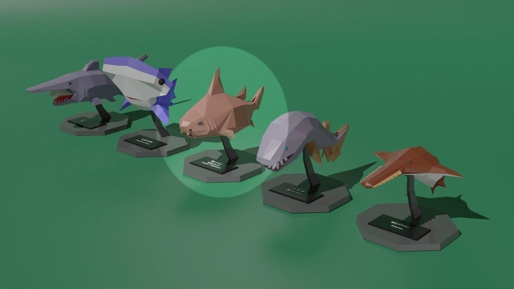 Desktop Mascot Angular Roughshark Low-poly 3D model_3
