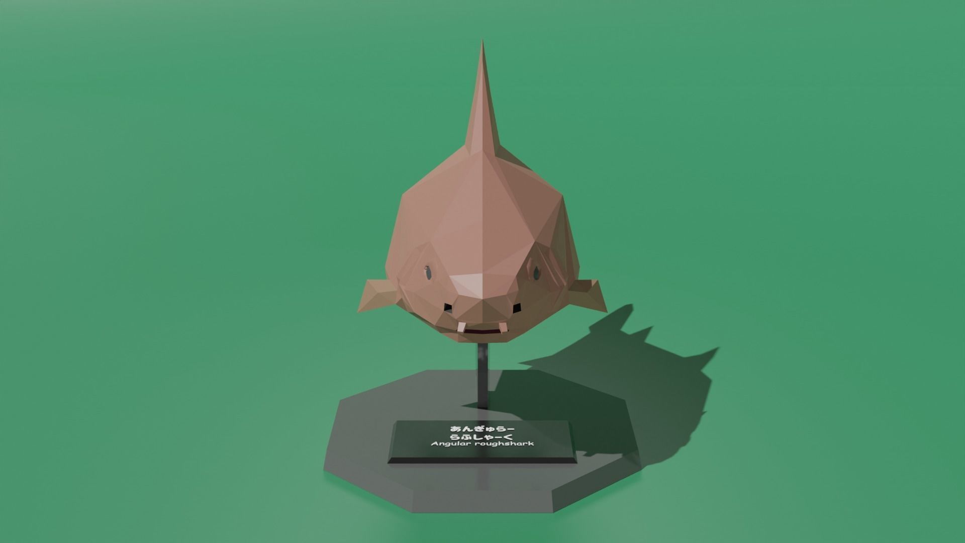 Desktop Mascot Angular Roughshark Low-poly 3D model_2
