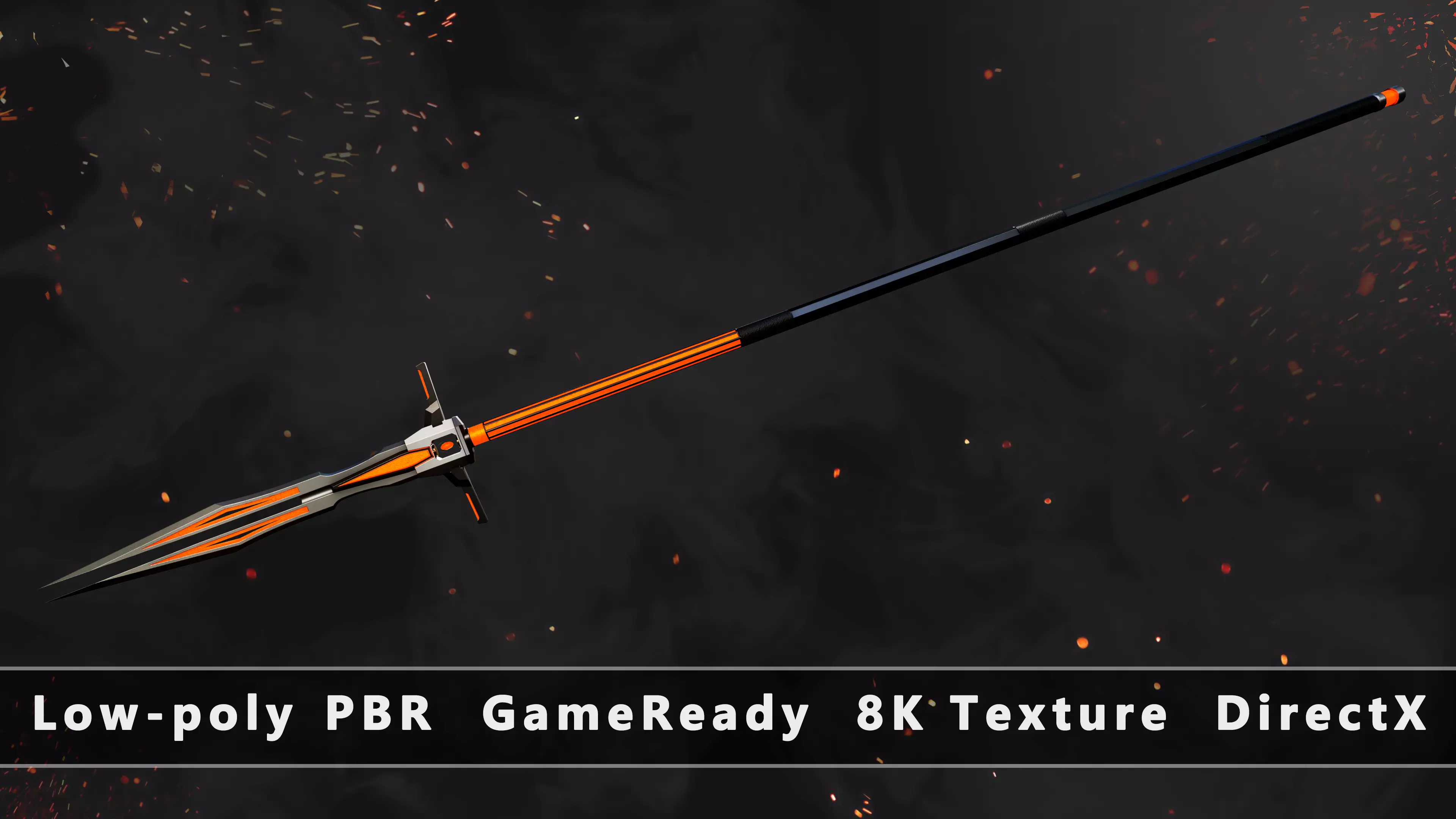 Future Sci-Fi Spear Game-Ready Low-poly 3D model Low-poly 3D model_0