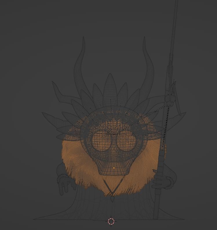 Shaman head with spikes Low-poly 3D model_4