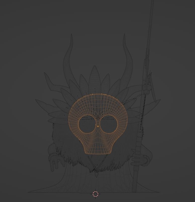 Shaman head with spikes Low-poly 3D model_1