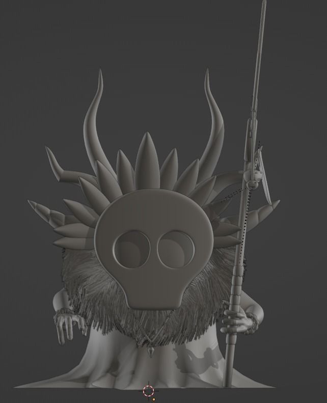 Shaman head with spikes Low-poly 3D model_7