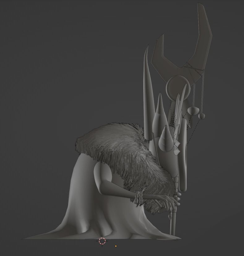 Shaman head with spikes Low-poly 3D model_8