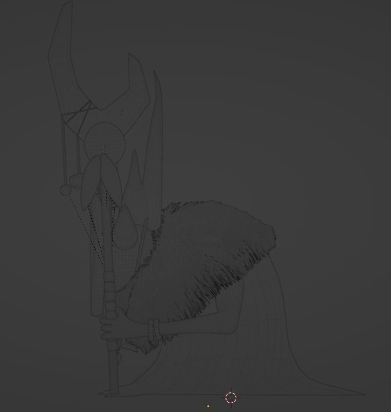 Shaman head with spikes Low-poly 3D model_12