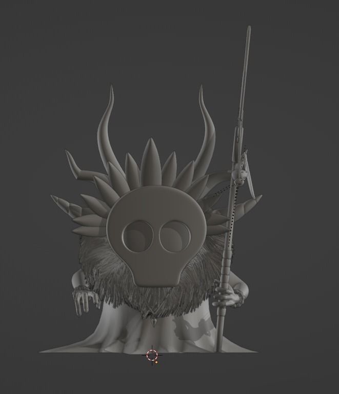 Shaman head with spikes Low-poly 3D model_10