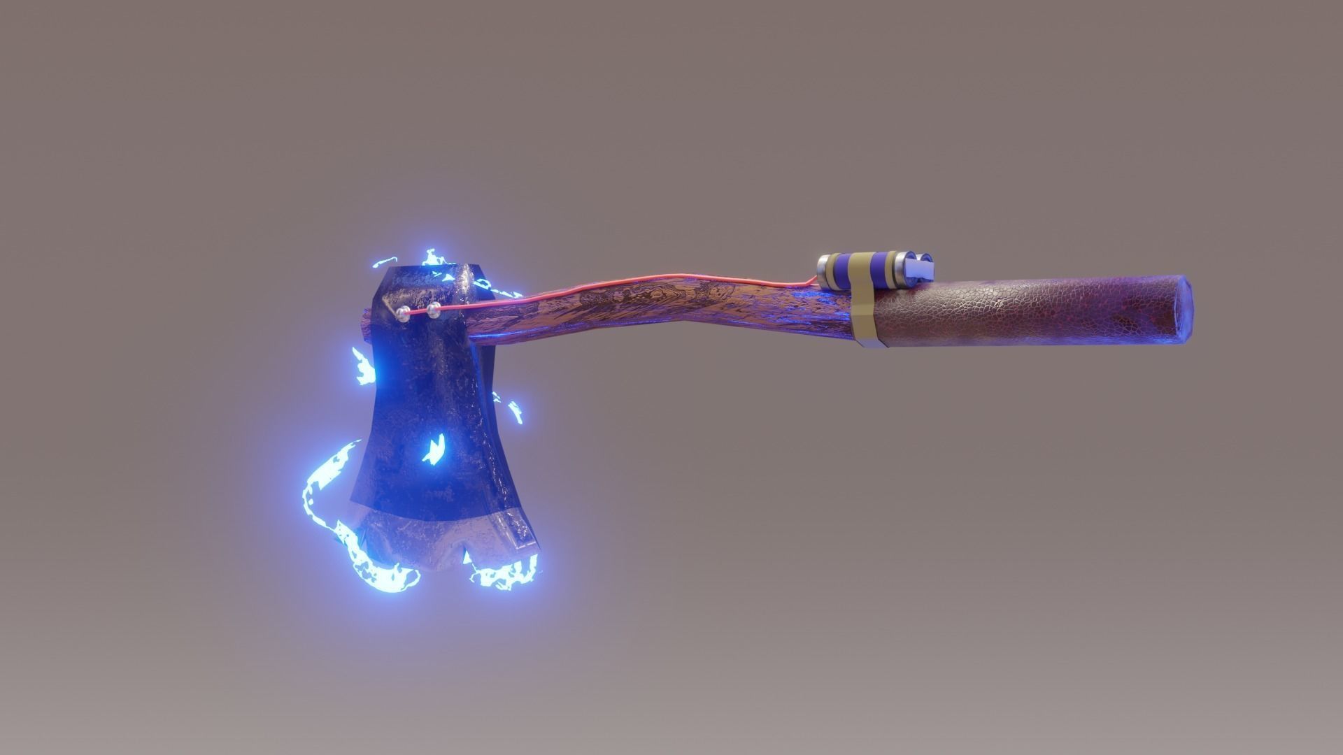 Eletric axe Low-poly 3D model_3