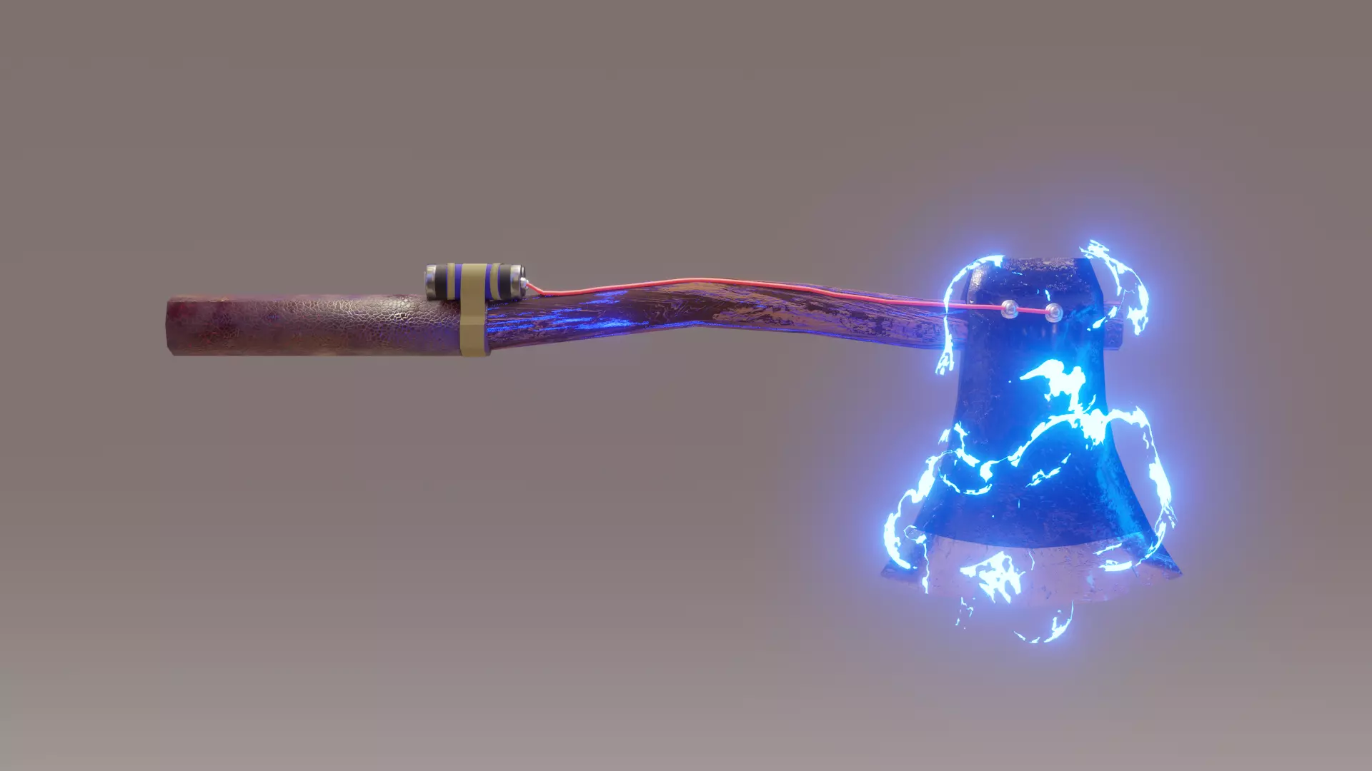 Eletric axe Low-poly 3D model_0