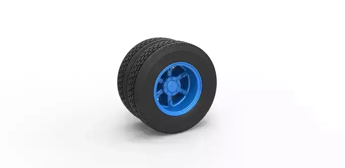 Rear 6 spoke wheel of old school truck Scale 1 to 25