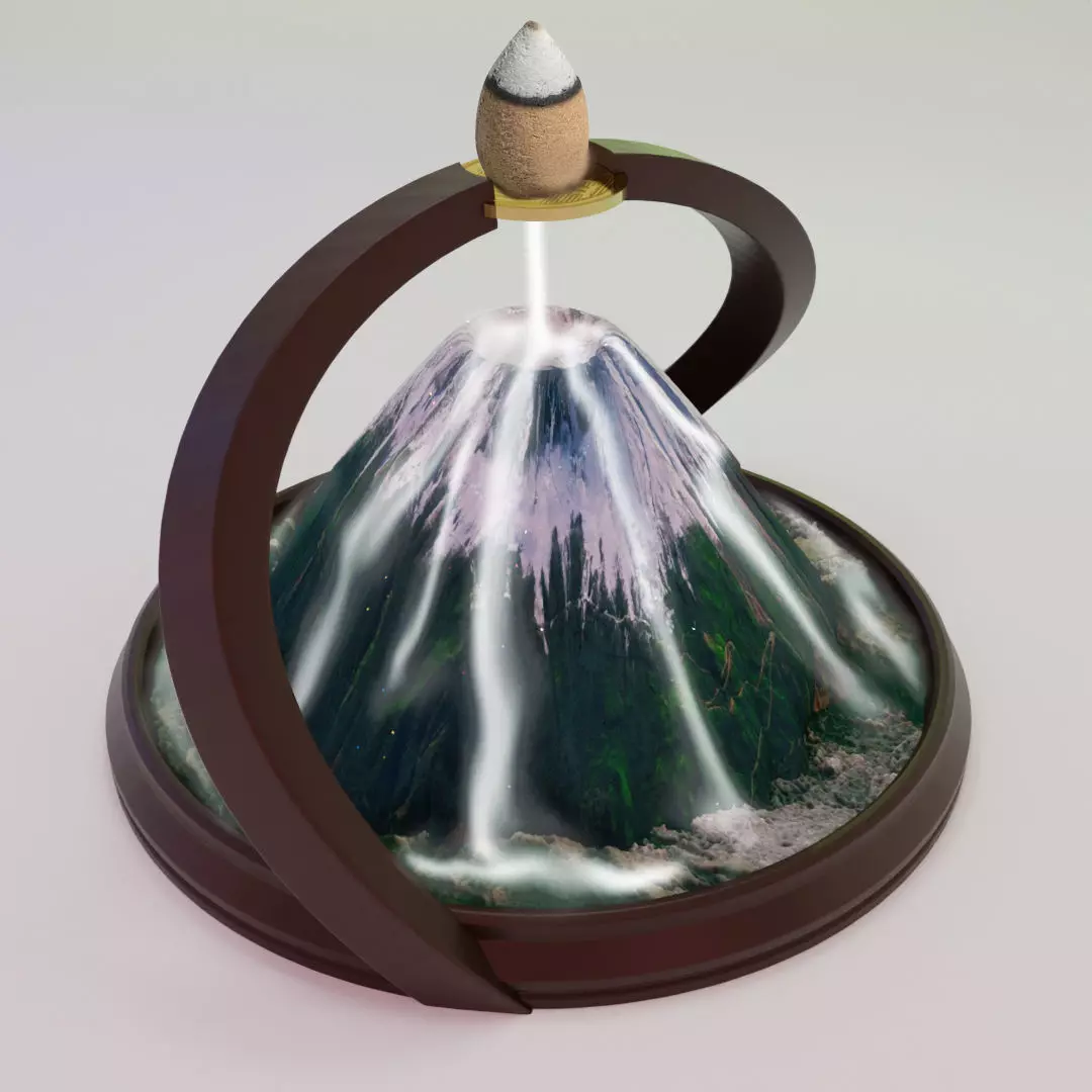 Backflow Incense Cone Burner Mountain 3D print model_0